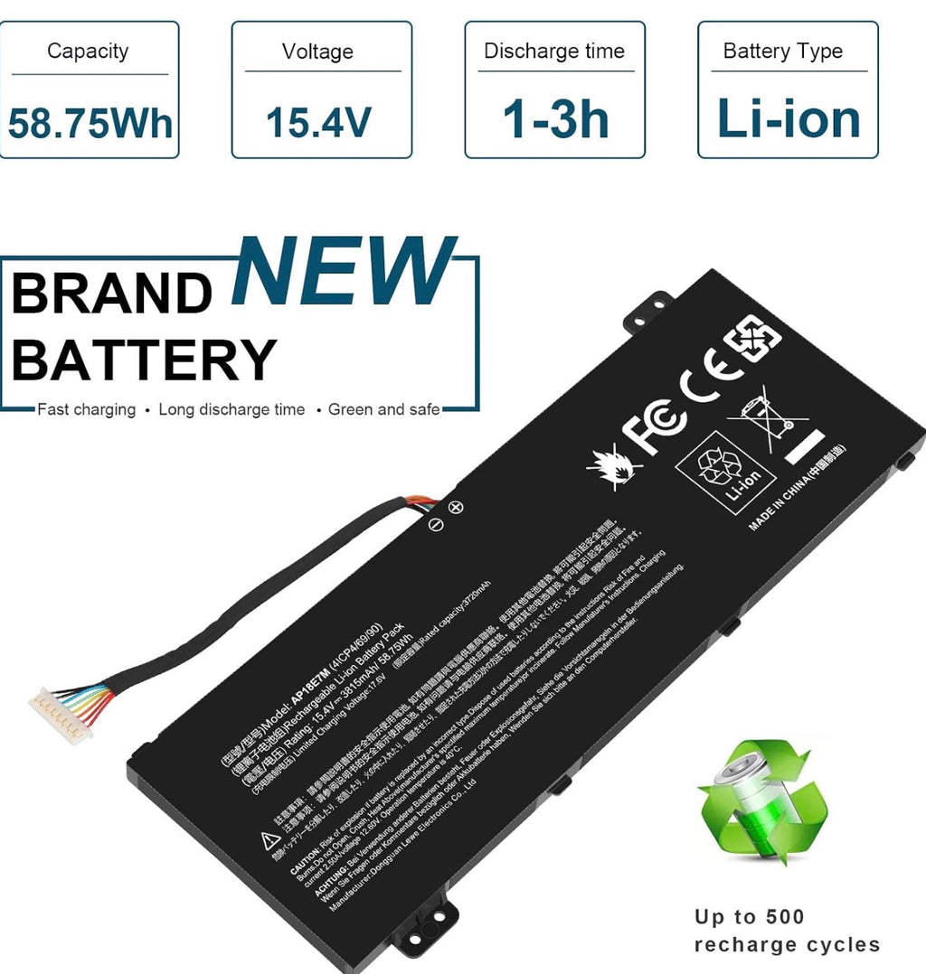 AP18E7M AP18E8M Battery for Acer Nitro 5 AN515-54 AN517-51 AN515-55 AN515-44 AN515-43, Nitro 7 AN715-51, Predator Helios 300 PH315-52 PH317-52 PH317-53, Aspire 7 A715-74G, Triton 300 PT315-51 58.75Wh
