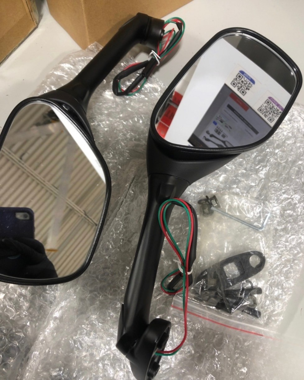 Motorcycle Mirrors Smoke Turn Signals for Suzuki GSXR600 GSXR750 GSXR 600 750 06-18 / GSXR1000 GSXR 1000 02-17 / SV650 SV650S 03-08 / SV1000 SV1000S 03-07 Rear View Side Integrated Light Black