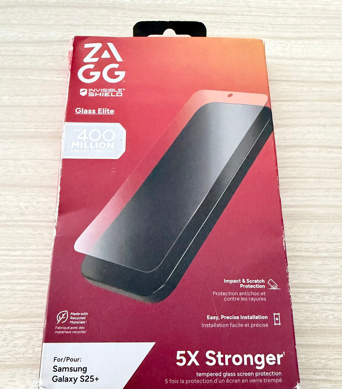 ZAGG Glass Elite Samsung Galaxy S25+/ S24+ Screen Protector – Ultra-Strong Tempered Glass, Scratch-Resistant, EZ Apply Installation, InvisibleShield, Made with Recycled Materials - 5X Stronger