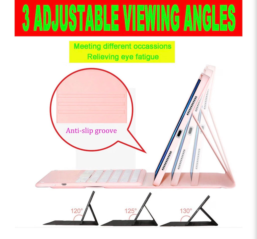 Keyboard Case for Samsung Tab S10 Plus/ S9 FE+/ S9+/ S8 Plus /S7 Plus/S7 FE 12.4" Smart Backlit Case Keyboard with Pen Holder (Light Pink)