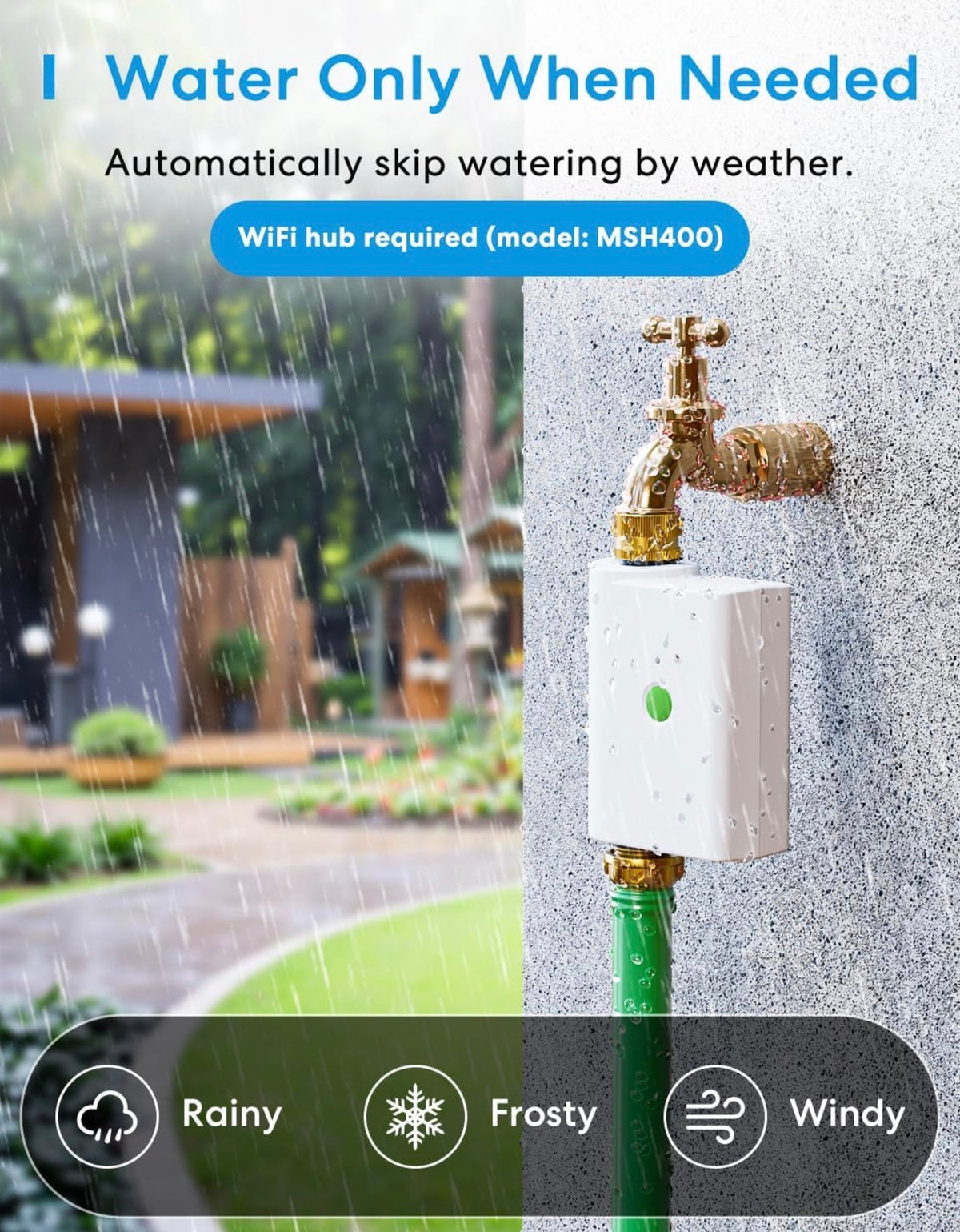 WiFi Water Timer for Garden Hose, Brass Inlet & Outet, Rain Skip, WiFi Sprinkler Timer for Lawn, Garden, Yard & Automatic Irrigation System, Work with Alexa & Google Assistant, Hub Required