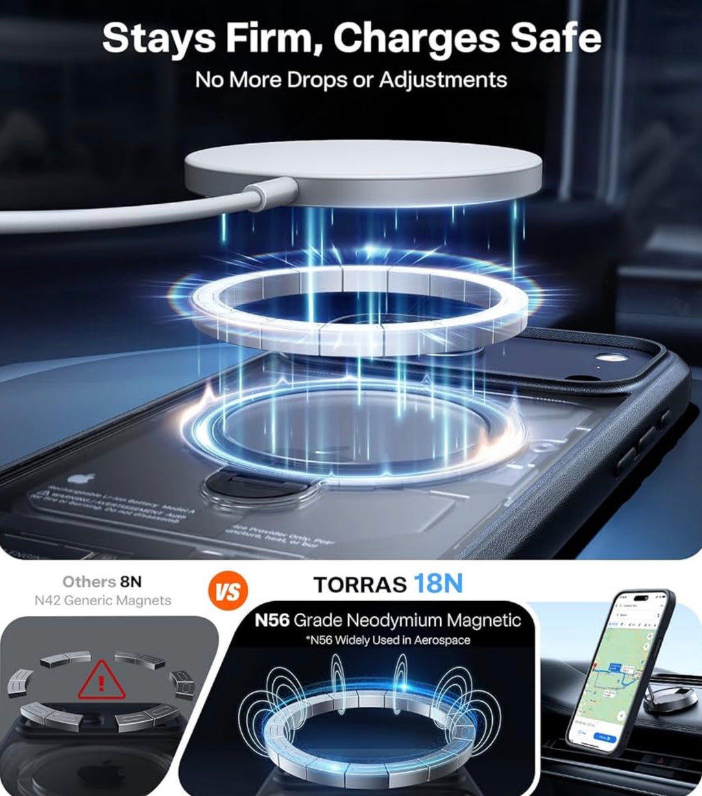 TORRAS Q3 Spin for iPhone 17 Pro Case, 360 Magnetic Stand, Black, Compatible with MagSafe, Built-in Kickstand, Camera Control, 4X Military-Grade Shockproof Translucent Phone Case for 17 Pro