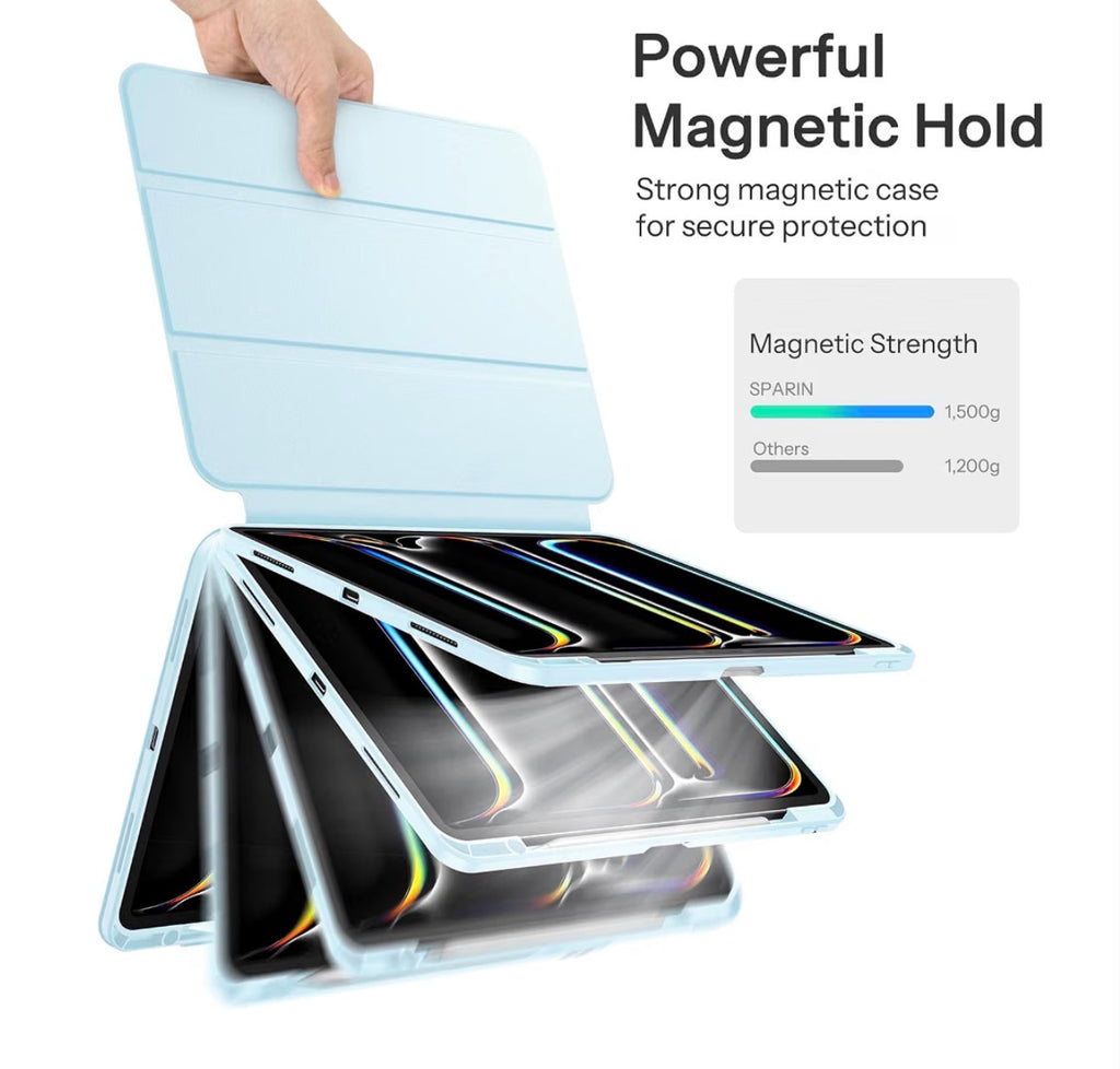 Magnetic Case for iPad Pro 13 Inch M5/M4 [2025/2024 8th/7th Gen] Detachable Hybrid Protective Case with Pencil Holder, Portrait/Landscape Stand, Durable Protection, Auto Wake/Sleep-Blue