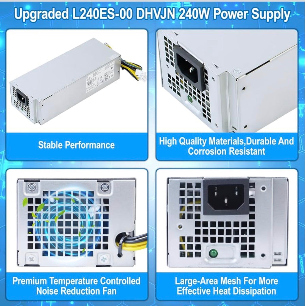 Upgraded L240ES-00 H240ES-02 240W Power Supply B240AM-02 PSU Compatible with Dell Optiplex 3050 5050 7050 Mini Tower J61WF DK87P DHVJN F484X DW3M7 HT04K L240ES-00 H240NM-00 HU240AS-00 Power Supply