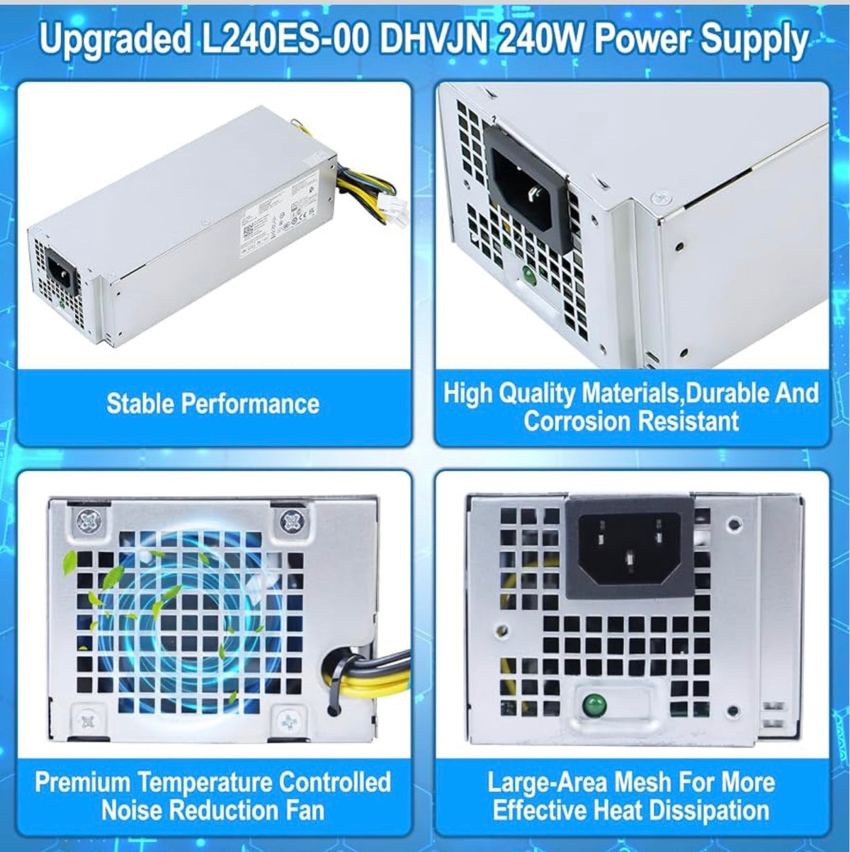 Upgraded L240ES-00 H240ES-02 240W Power Supply B240AM-02 PSU Compatible with Dell Optiplex 3050 5050 7050 Mini Tower J61WF DK87P DHVJN F484X DW3M7 HT04K L240ES-00 H240NM-00 HU240AS-00 Power Supply