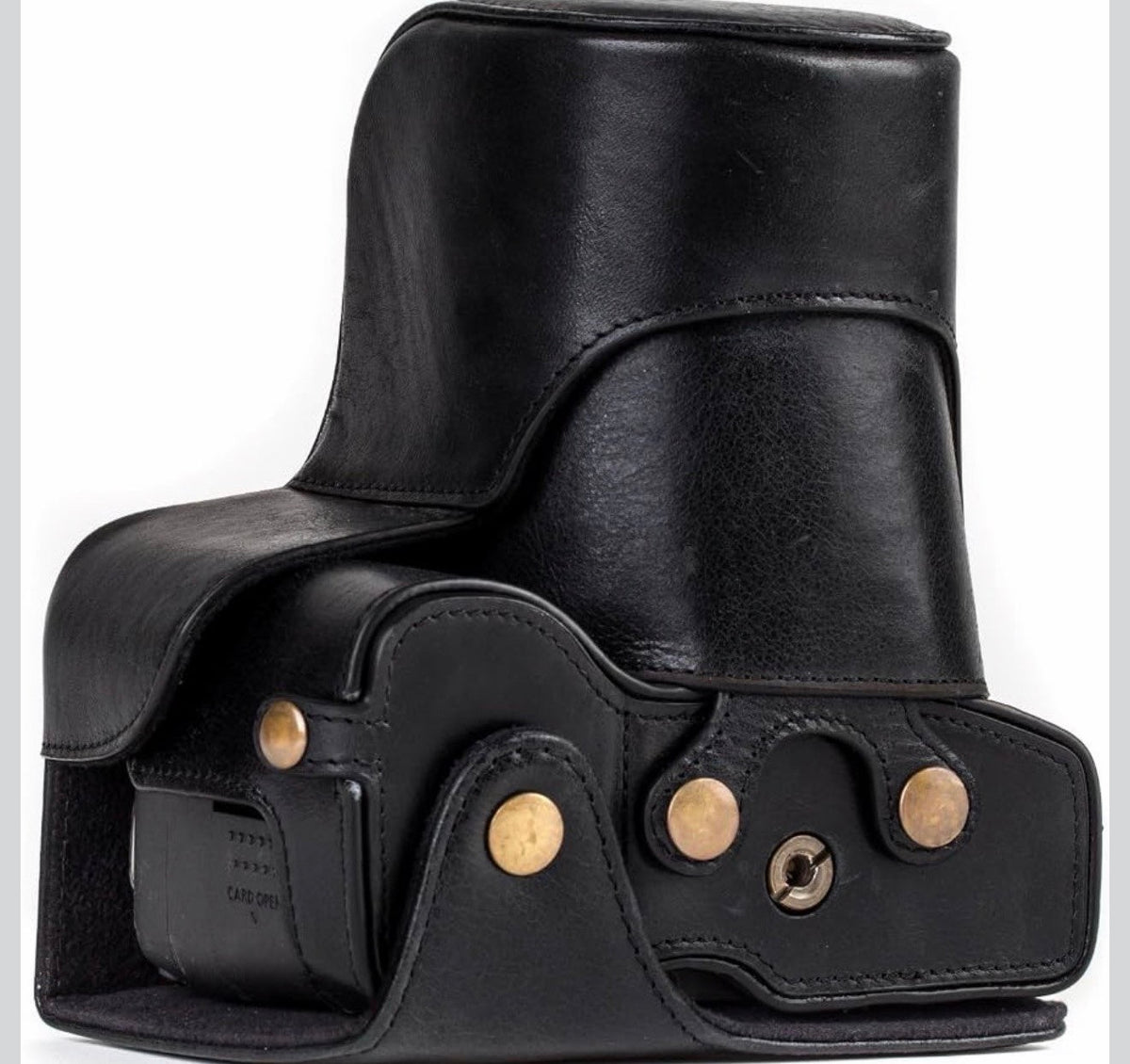 MG1192 Ever Ready Genuine Leather Camera Case Compatible with Canon EOS Rebel T8i, Kiss X10i, Rebel T7i, Kiss X9i, 77D, 9000D (18-55mm), Black