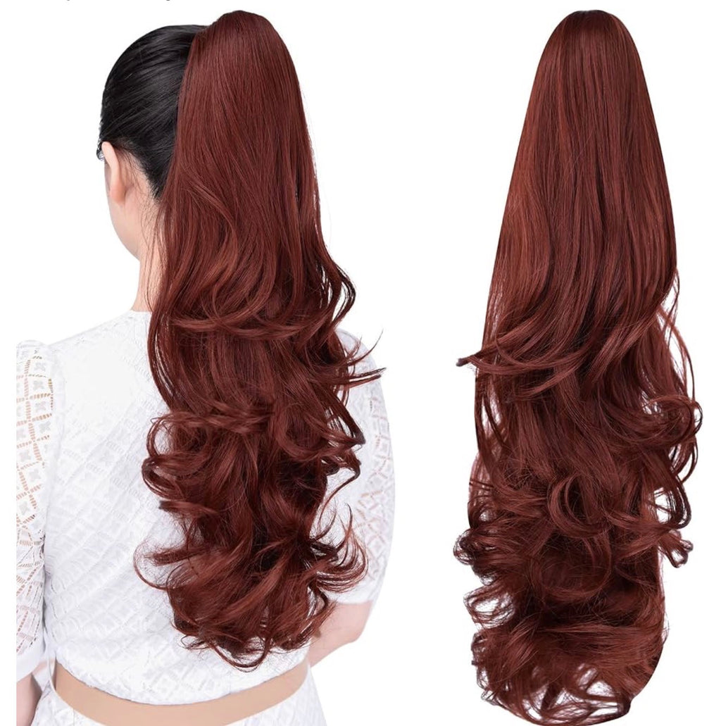 Claw Clip Ponytail Extension, 22" Clip in Ponytail,Auburn
Red Ponytail Extension,Long Wavy,Natural Looking Synthetic Hairpiece,Daily Use