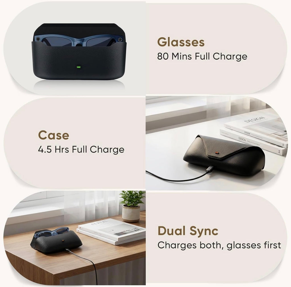 Charging Case for Ray-Ban Meta Wayfarer/Skyler/Headliner, Oakley Meta HSTN, Meta Blayzer/Scriber Replacement Charger, LED Indicator, Black