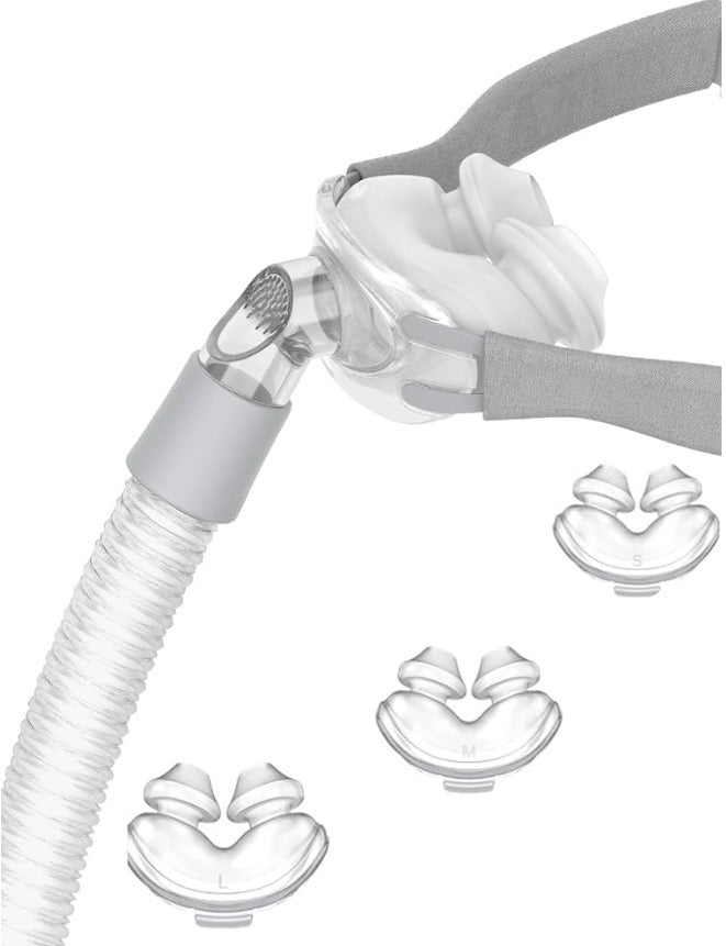 Nasal Pillow - Universal Nasal Mask Nose Pillows System Assembly
Includes Small Medium Large Nose Adapter Nasal Pillows Nose Pillow for AirSense 11 Supplies AirSense 10 Supplies
