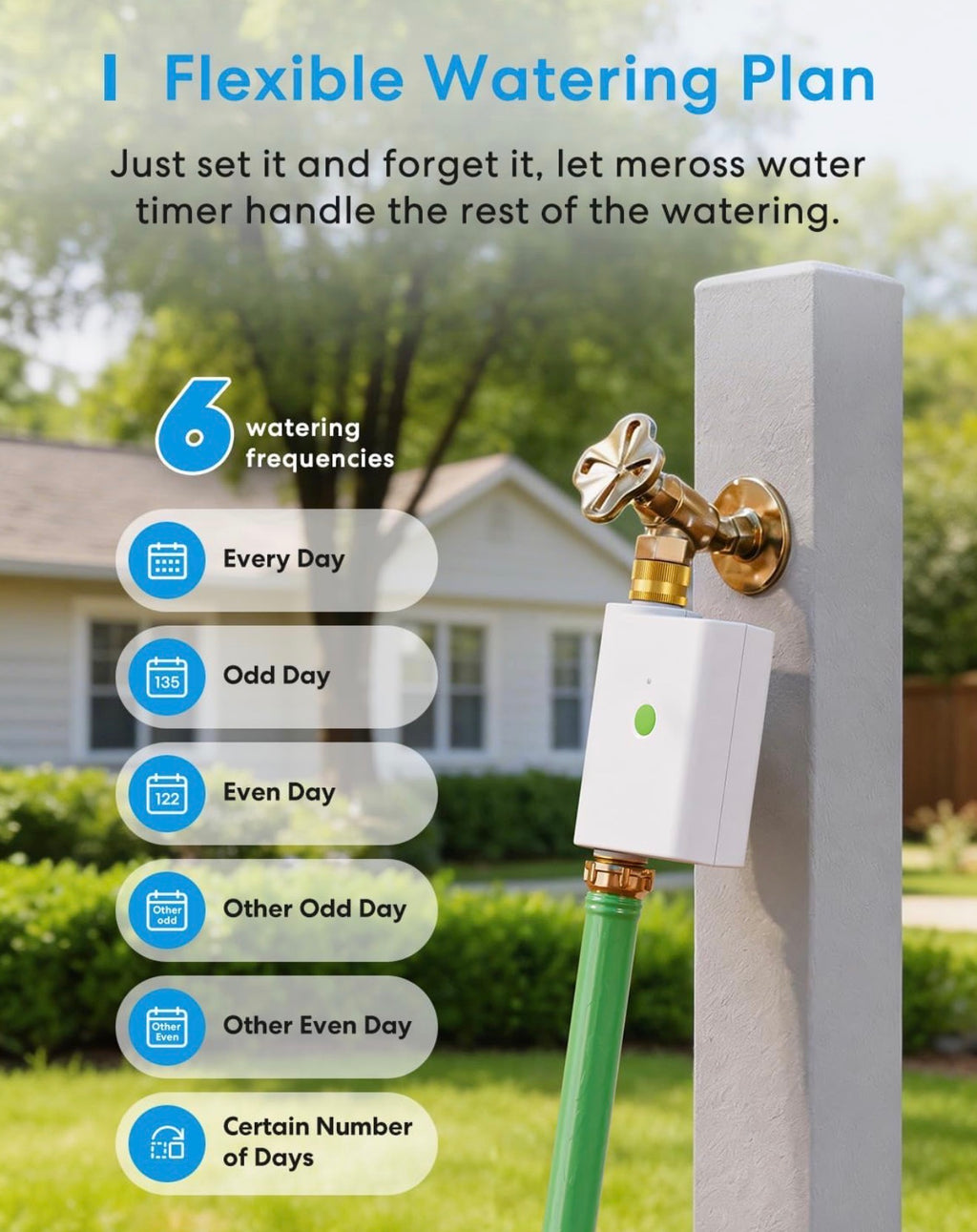 WiFi Water Timer for Garden Hose, Brass Inlet & Outet, Rain Skip, WiFi Sprinkler Timer for Lawn, Garden, Yard & Automatic Irrigation System, Work with Alexa & Google Assistant, Hub Required