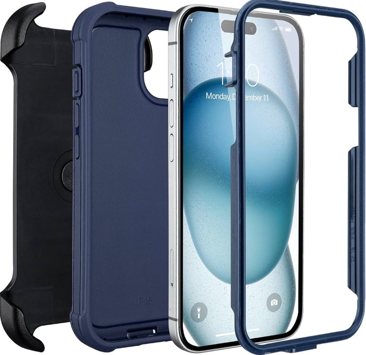 Protective Case for iPhone 15 Phone Case Belt Clip Holster Kickstand Blue
for Defender iPhone 15 Case Heavy Duty Rugged | 2 Layers of Sturdy Shockproof Cover for iPhone15 Case Work Outdoor Blac