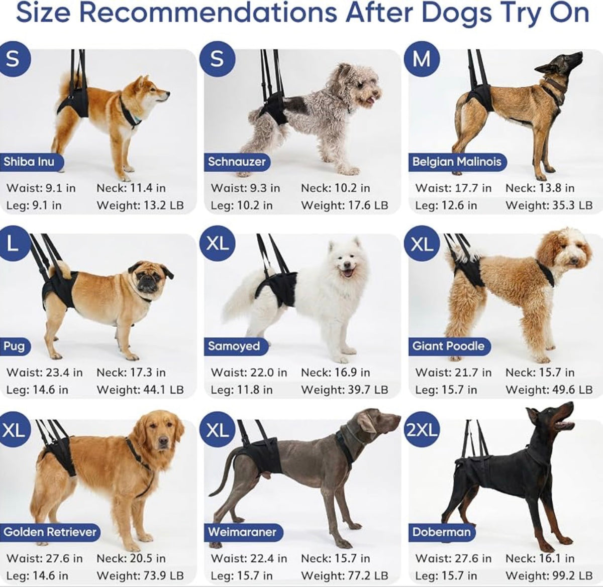 Dog Sling for Large Dogs Hind Leg Support, Dog Back Leg Lift Harness
Help Large Breed Rear Leg Up, Senior Dog Lift Assist for Weak Back Leg, Mobility Aid for Elderly, Injured, Paralyzed Dog, Small