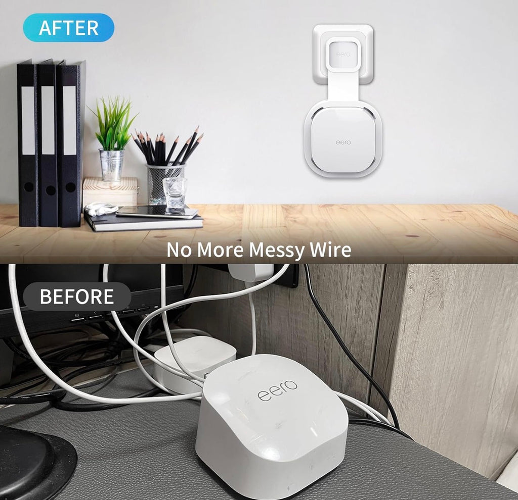 Wall Mount Holder for eero 6 and for eero 6+ Router Mesh Wi-Fi System – No Messy Wires, Space-Saving Outlet Wall Mount Holder for eero 6 Plus Extender, Stand Bracket for eero 6+ (White-2pcs)