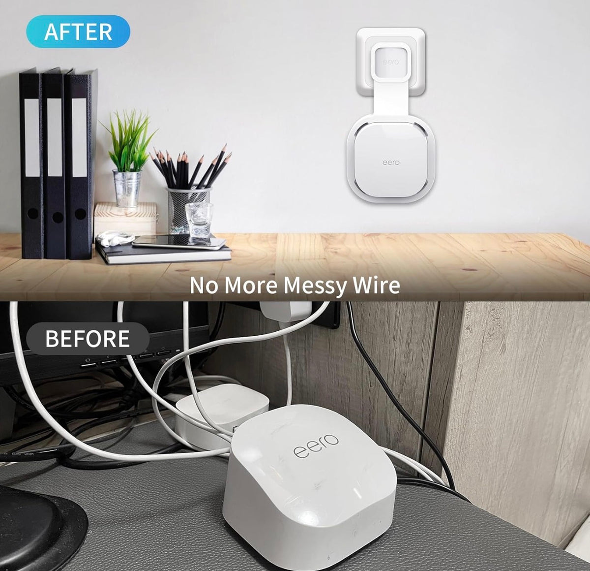 Wall Mount Holder for eero 6 and for eero 6+ Router Mesh Wi-Fi System – No Messy Wires, Space-Saving Outlet Wall Mount Holder for eero 6 Plus Extender, Stand Bracket for eero 6+ (White-2pcs)