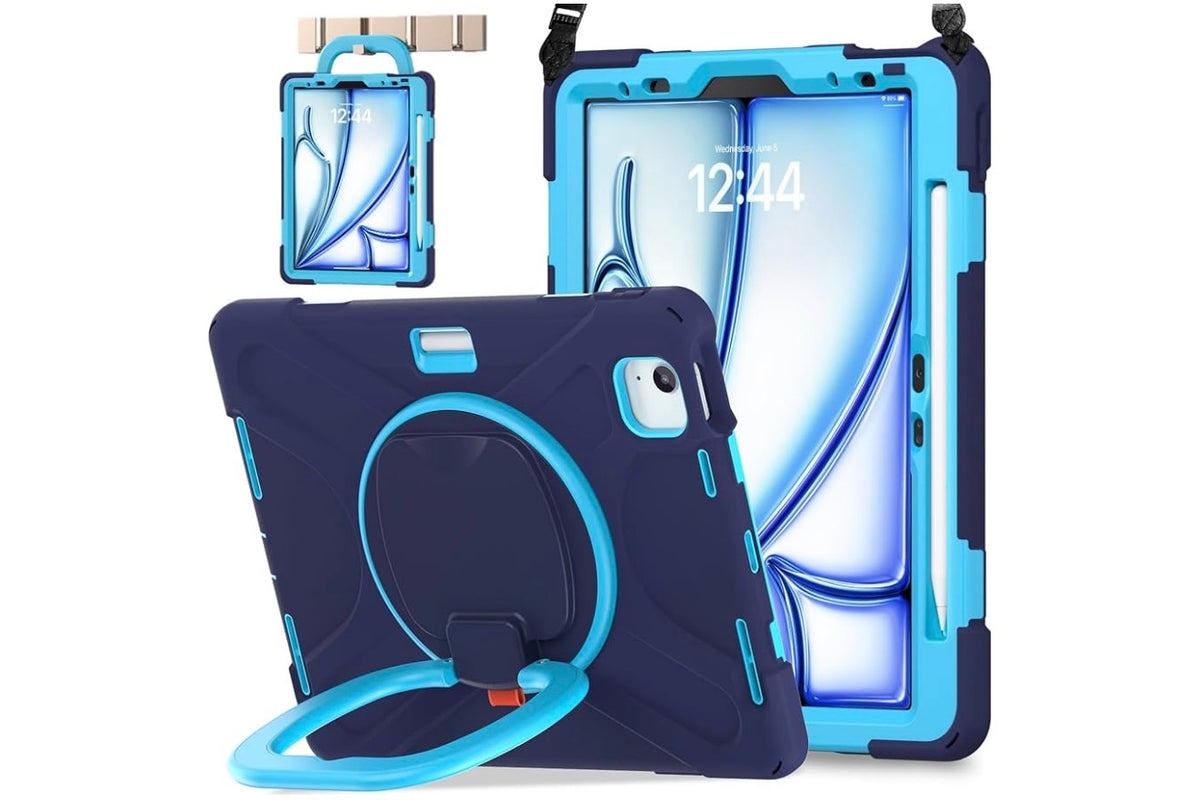 BATYUE Rugged Case for iPad Air 11 Inch M4/M3/M2 - Air 10.9"(4th-5th Gen)
Heavy-Duty, 360° Swivel & 180° Fold Durable Handle, Pencil Holder & Adjustable Strap, Kid-Proof for School, Work & Travel