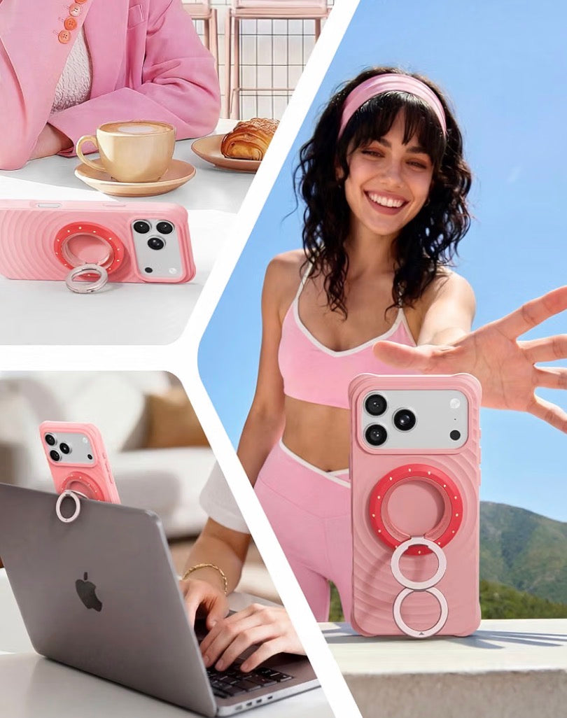 Magnetic Phone Ring Holder, for MagSafe Phone Grip Stand Kickstand, 360° Rotation, Double-Sided Magnet, Phone Grip Finger Holder, for iPhone or Samsung, MagSafe Accessories, Berry Pop