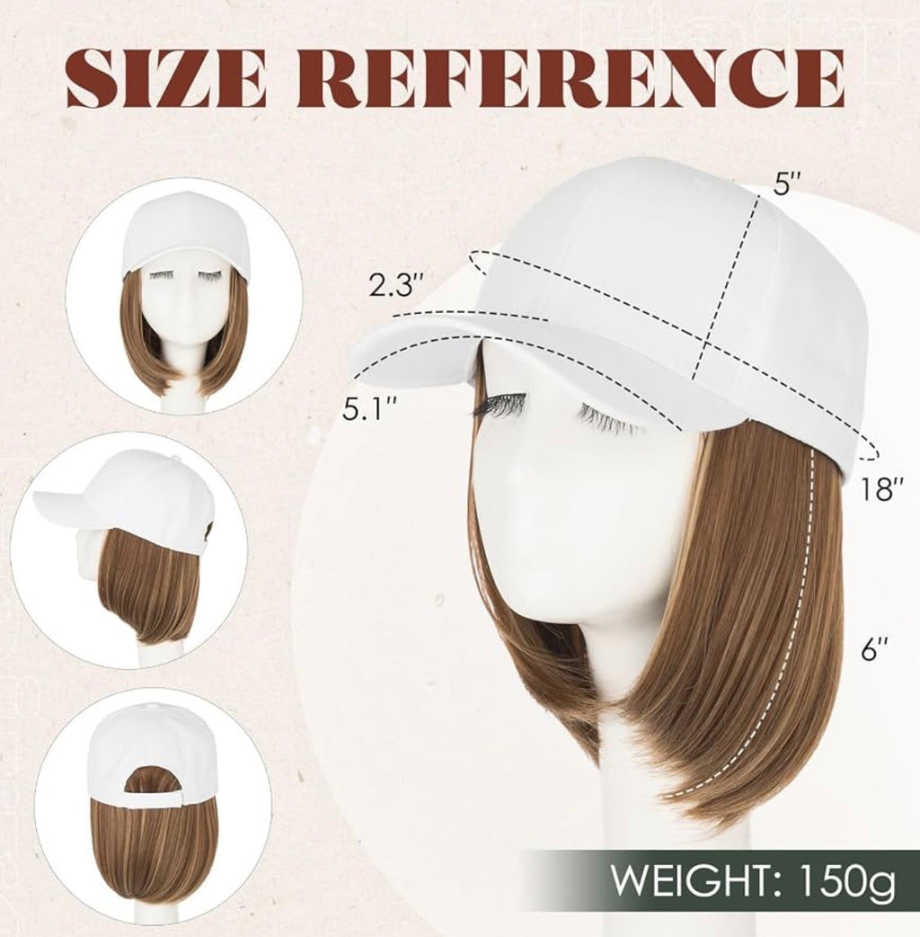 Wig Hat For Women Baseball Cap With Hair Extensions Synthetic Fake Hair 6" 150g #10P22T