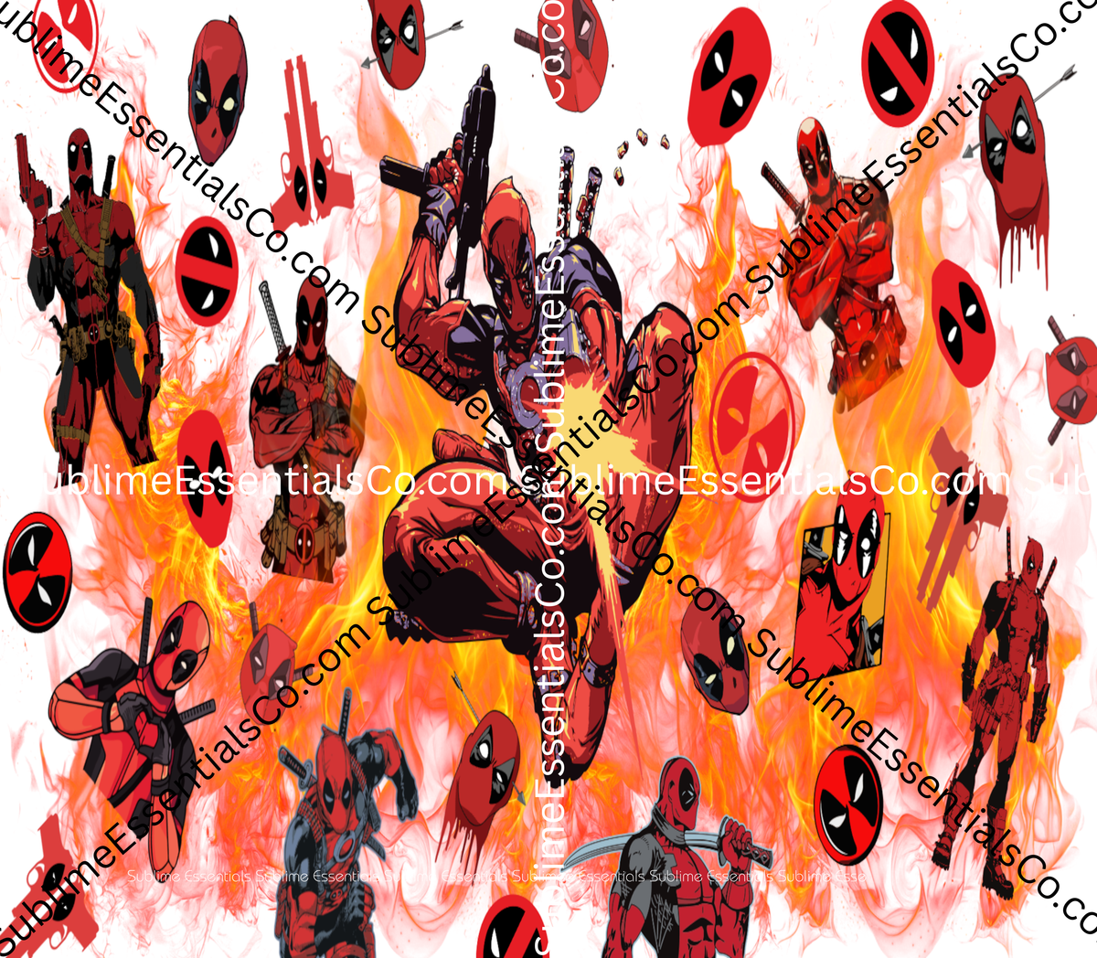 Deadpool "Superhero on Fire" Digital Download - PNG & JPEG Format
