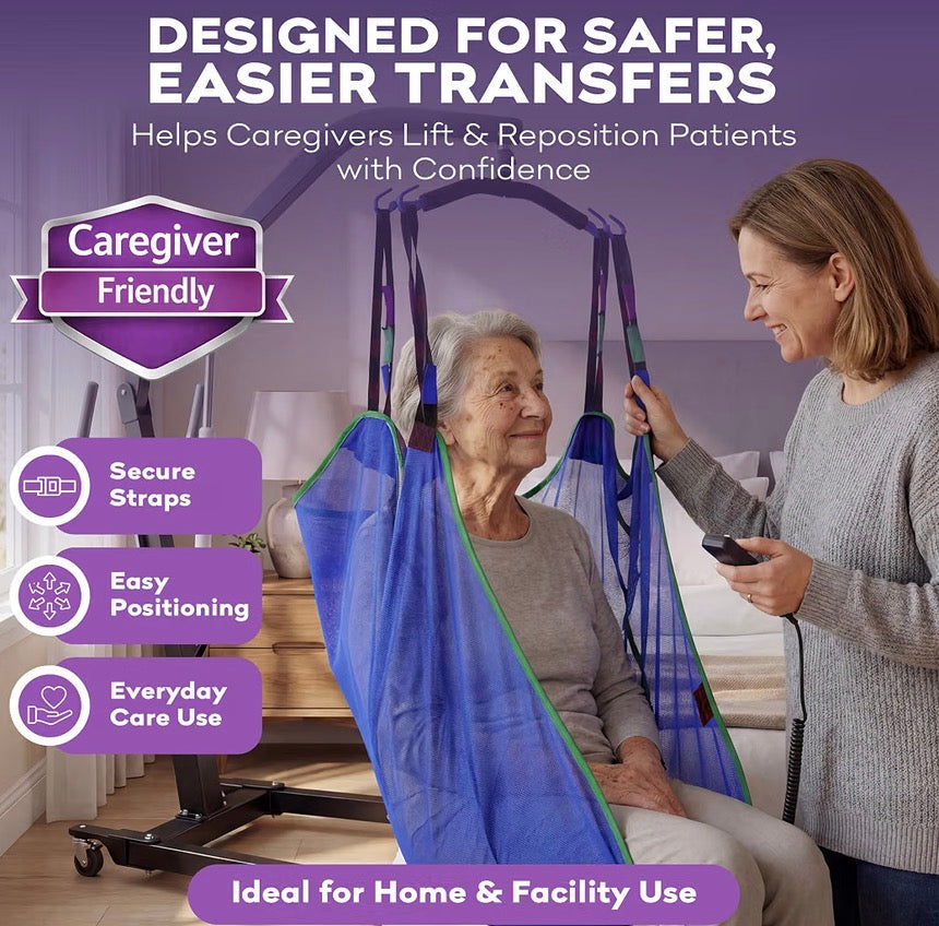ProHeal Patient Lift Sling, Full Body Mesh with Commode Opening, 600 lbs Capacity - Transfer Sling for Shower, Toileting, Large 56" x 43.5" - Compatible with Hoyer, Drive, Invacare, Lumex