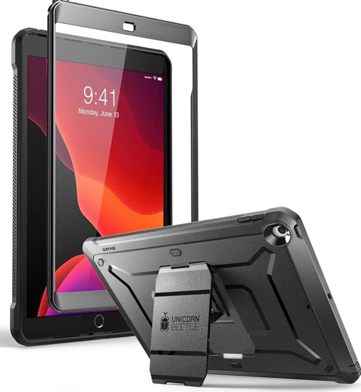 SUPCASE for iPad 9th/8th/7th Gen Case 10.2 inch 2021/2020/2019, Black
Built-in Screen Protector, Built-in Stand, Charge Port Cover, Military-Grade Drop Protection, Anti-Slip, Unicorn Beetle Pro