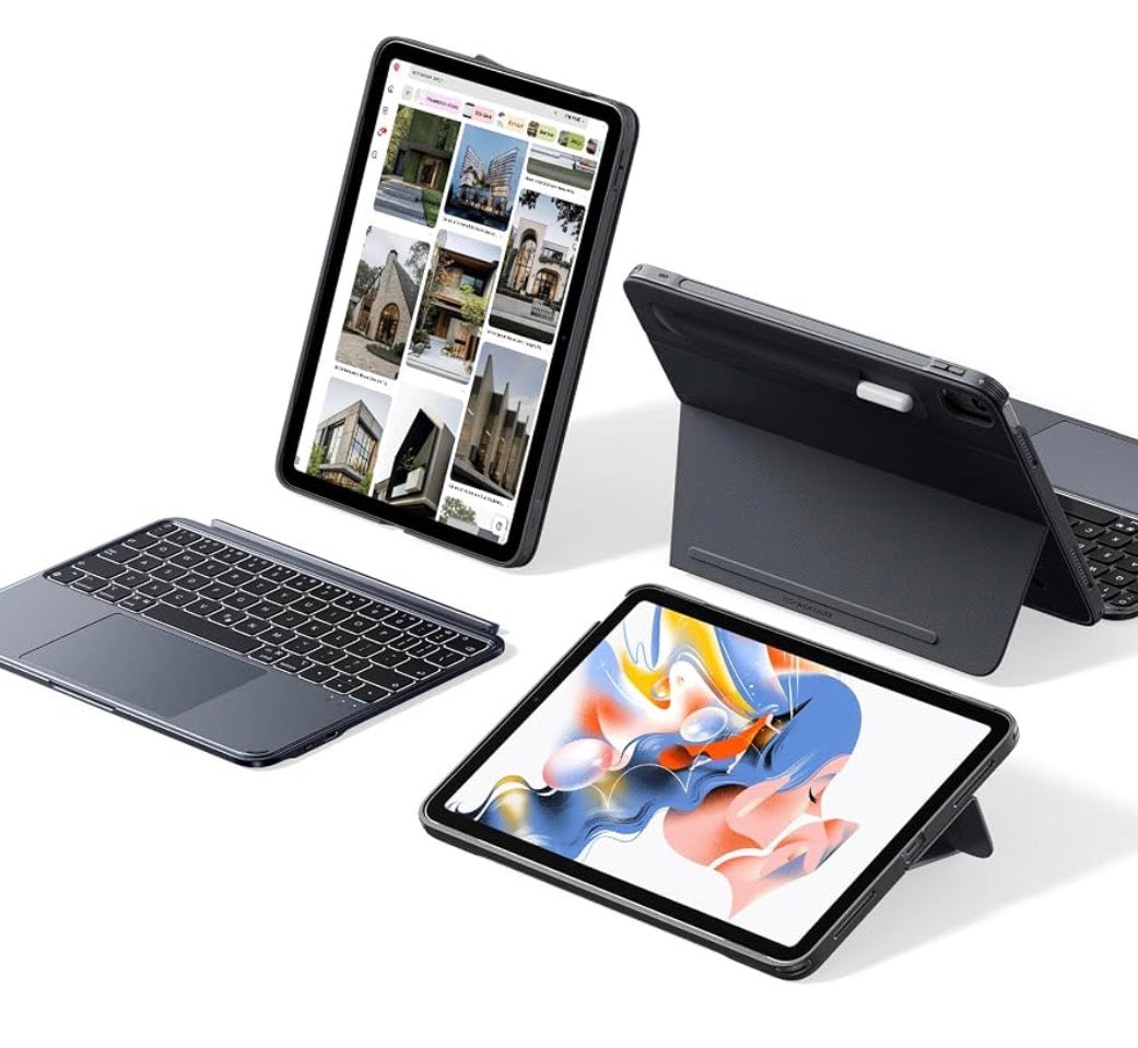ESR for iPad Air 11 Inch Case with Keyboard M4/M3/M2, Multi-Angle Stand For Air 5th/4th Gen, Magnetic Detachable Keyboard Case, Click-Anywhere Trackpad, Backlit Keys, Shift Series, Dark Gray