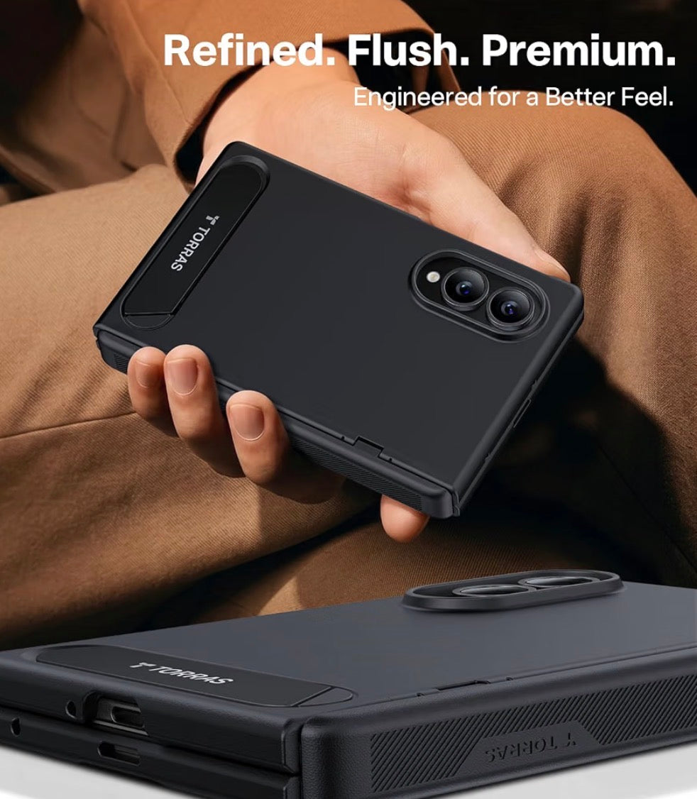 For Samsung Galaxy Z Fold 8 Case, Magnetic & Flush Stand, Black, Built-in Kickstand, Compatible with MagSafe, Mil-Grade Hinge Protection Case for Galaxy Z Fold 8 Wide, 2 Screen Protectors