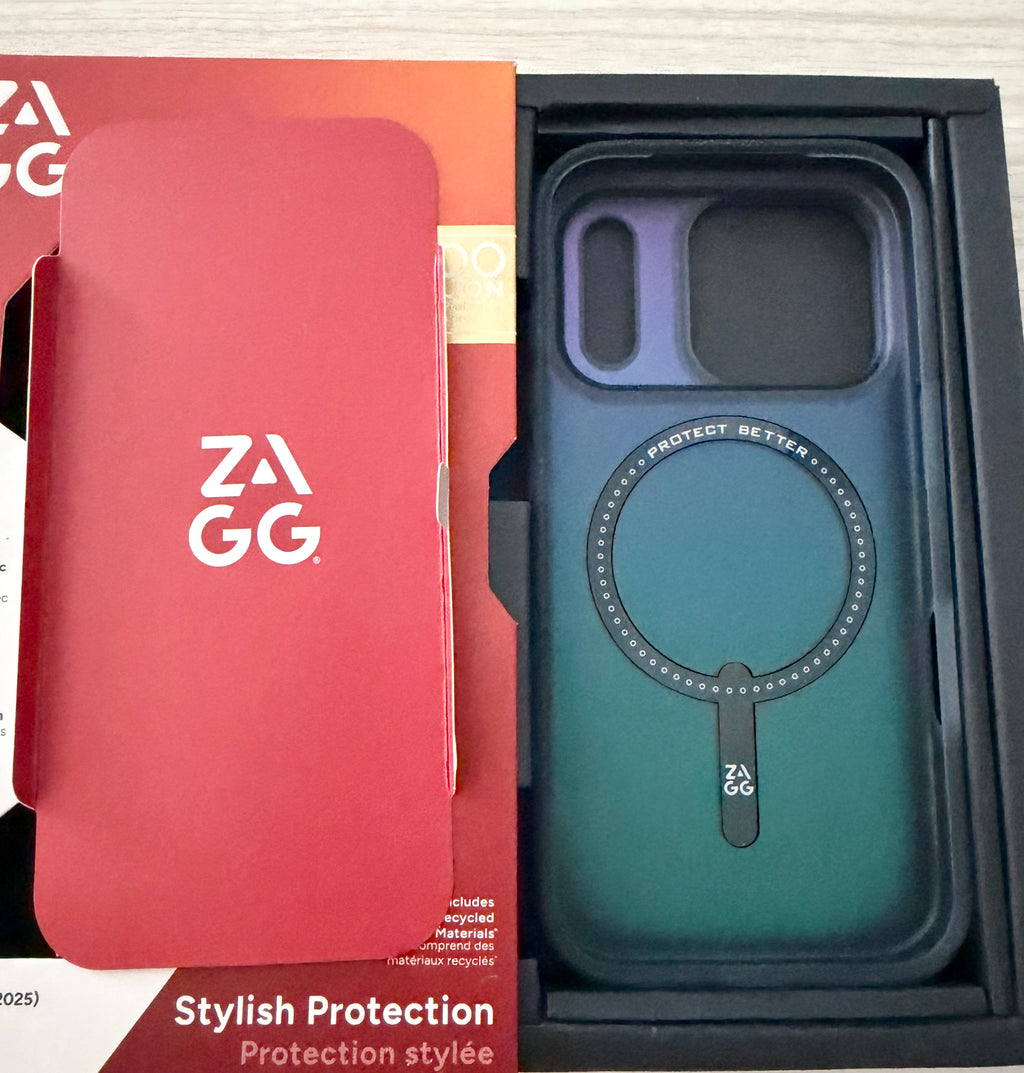 ZAGG Milan Snap Case for iPhone 17 Pro - Raven Feather, Graphene Strengthened Phone Case with Drop Protection (13ft/4m), Textured Edges & Sparkle Design, MagSafe Charging Compatible