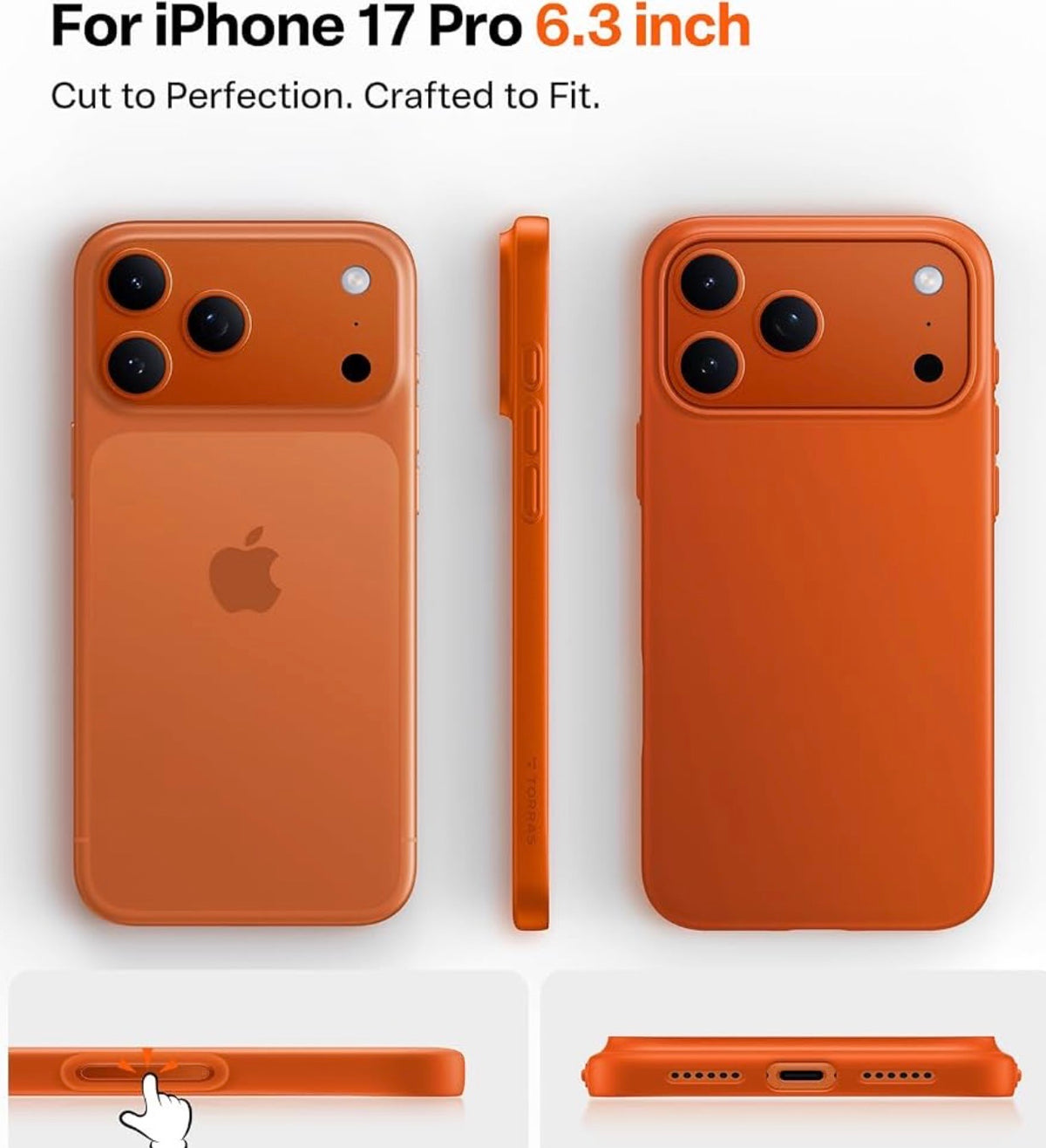 TORRAS Magnetic Slim Fit for iPhone 17 Pro Case Thin, Glossy Orange, Fit for MagSafe, Matte Hard Bayer PC Material, 6.3 in OriginFit, Anti-scratch, Ultra Slim Lightweight Protective Hard Cover