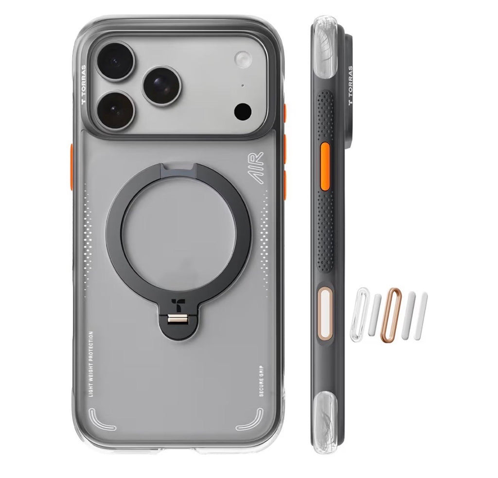 TORRAS - Ostand Q3 Air for iPhone 17 Pro Case 6.3'' with Stronger Magnetic Stand, Fit for Magsafe, Airbags Miltary Protection, Camera Control for iPhone 17 Pro Case, Shockproof & Stylish, Shadow Black