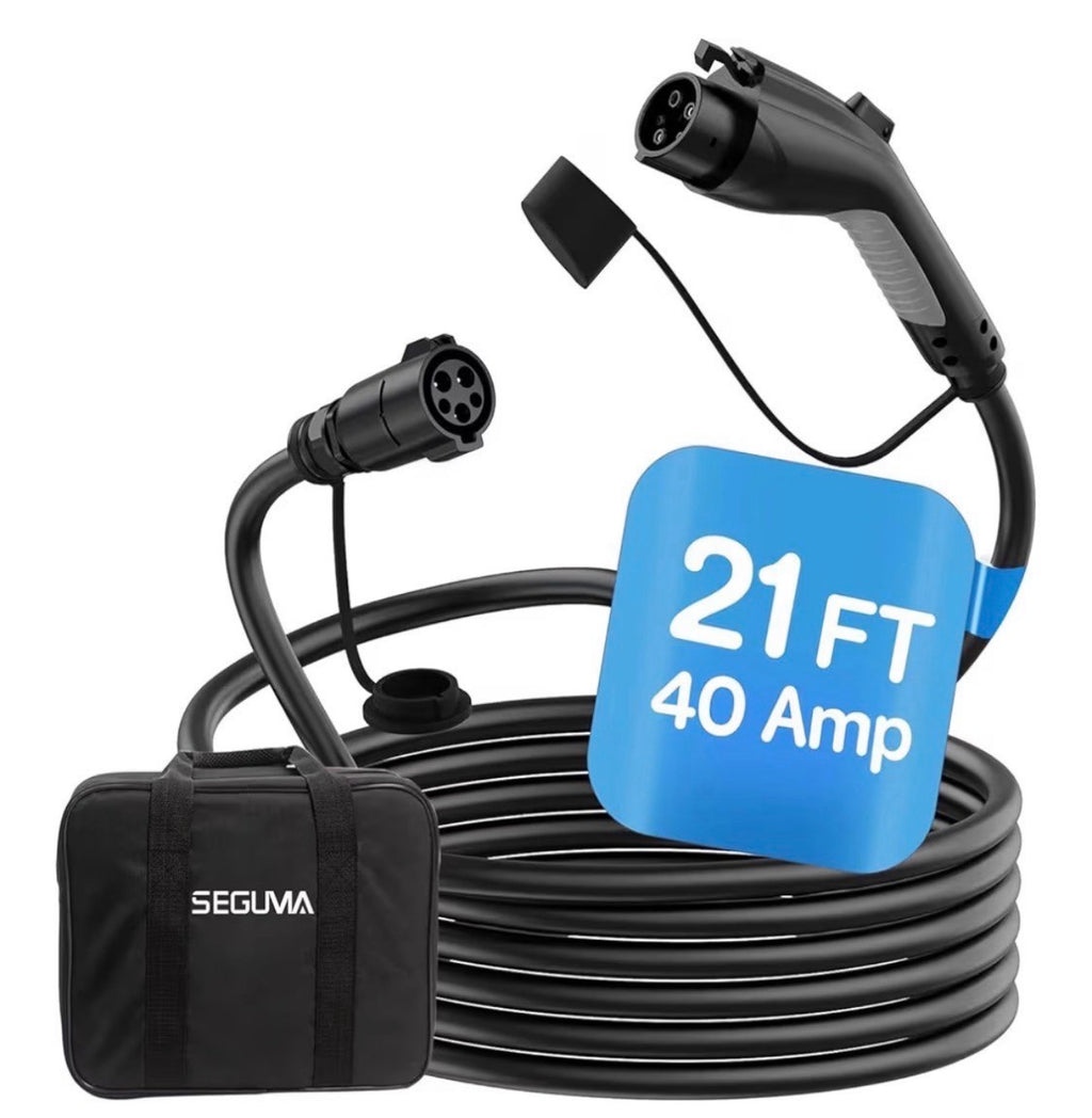 J1772 EV Charger Extension Cable, 40A 21 FT Level 1/2 Extension Cord, 21 FT Extension Cable for 110V-240V SAE J1772 Chargers, IP66 Weather Resistant, Compatible with EVs/PHEVs,Storage Bag Included