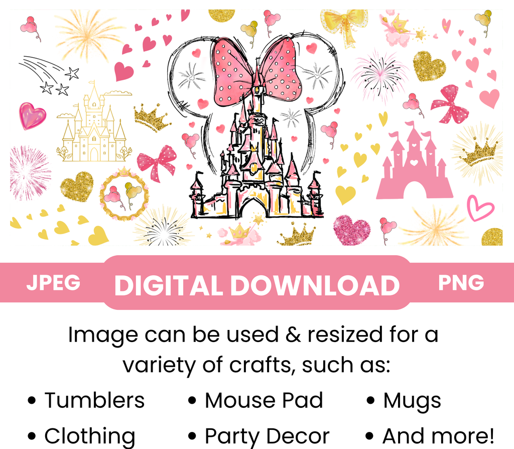Disney Castle "Pink Dreams" Digital Download - PNG & JPEG Format (Copy)