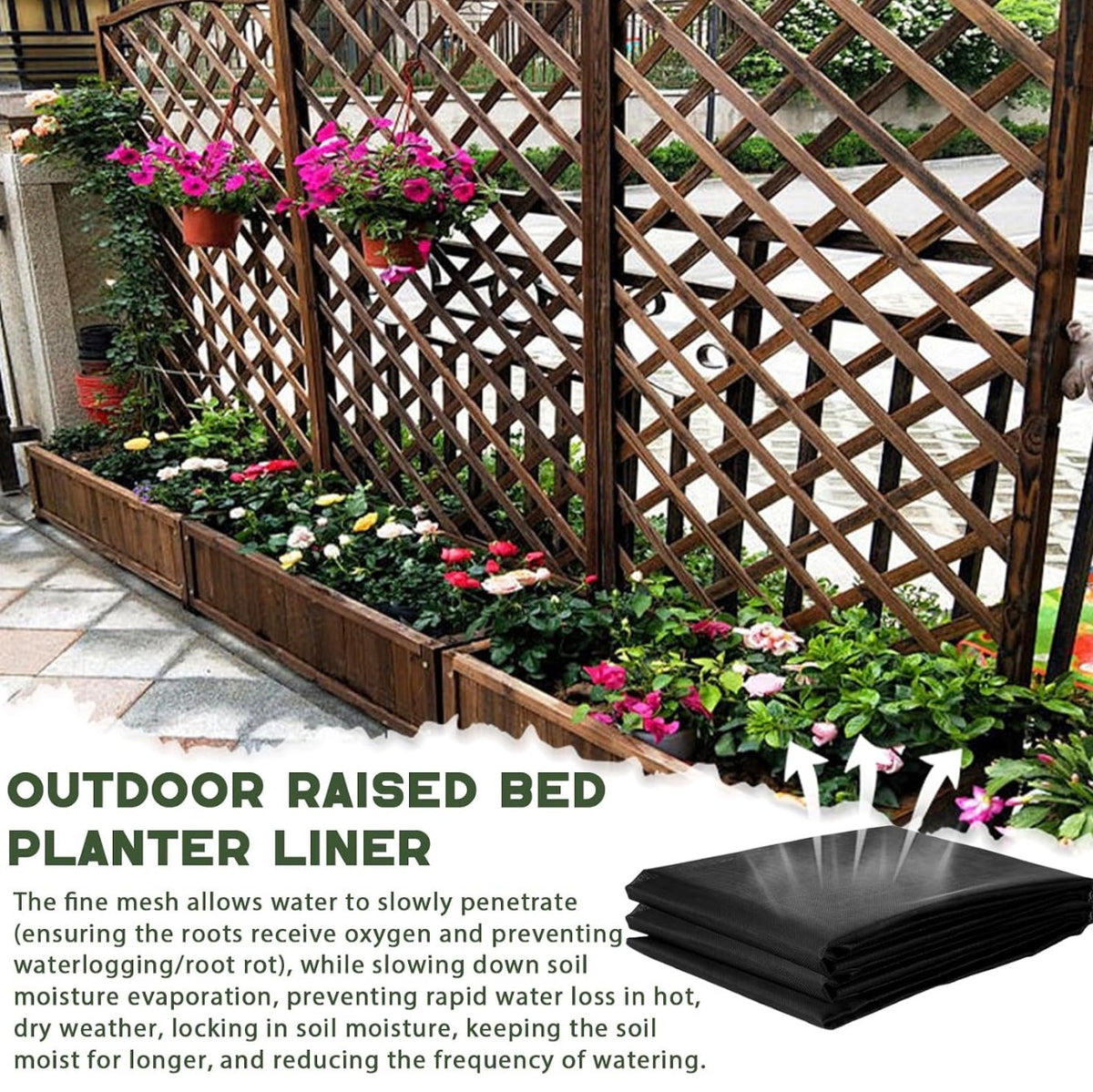 63” x 83” inch Raised Garden Bed Liner, Non Woven Fabric Liner for Large Veg Trough, Keeps Soil Contained and Water Drained