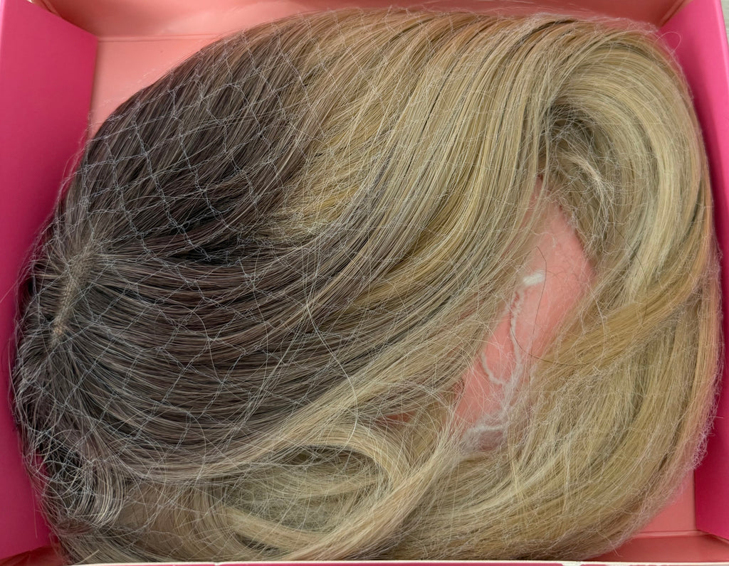 Hair Topper 12” Inch Clip in Synthetic Hair Toppers for Women with Thinning Hair Layered 6.5" X 6.5" Big Base Toppers Hair Pieces for Women Daily Use Blonde with dark root