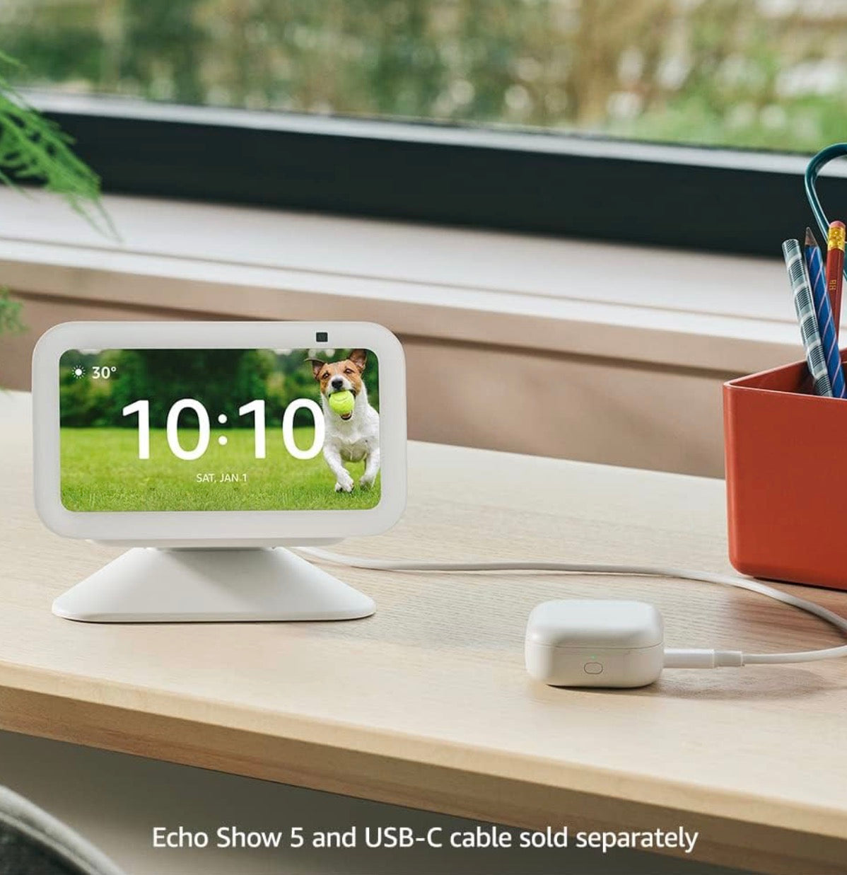 Echo Show 5 (3rd Gen) Adjustable Stand with USB-C Charging Port | Charcoal