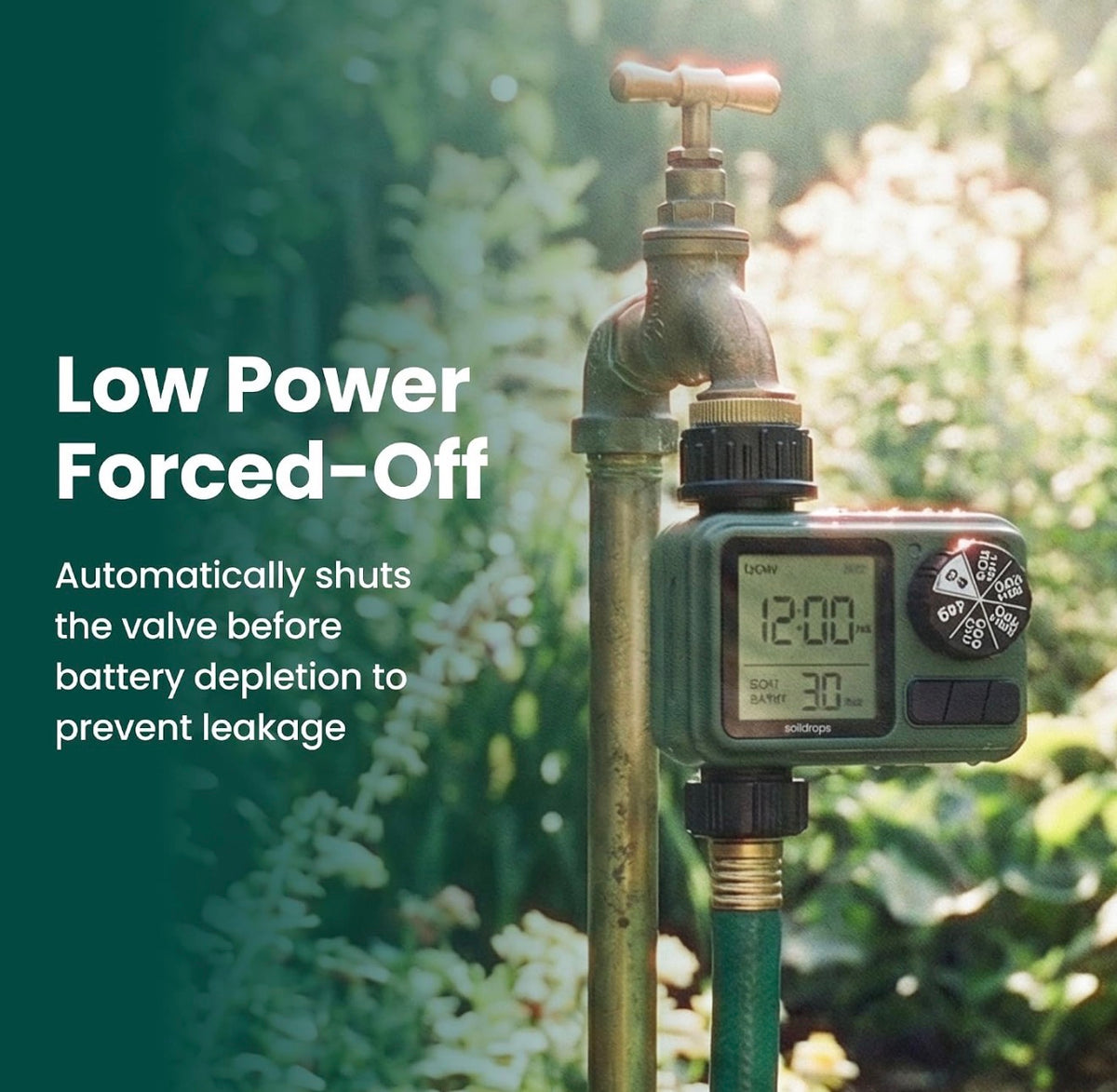 Garden Hose Sprinkler Timer 1 or 2 Outlet Programmable Controller Self-cleaning valve, rain delay, auto-off, IPX5 waterproof, large LCD, 15-day scheduling, and tool-free installation