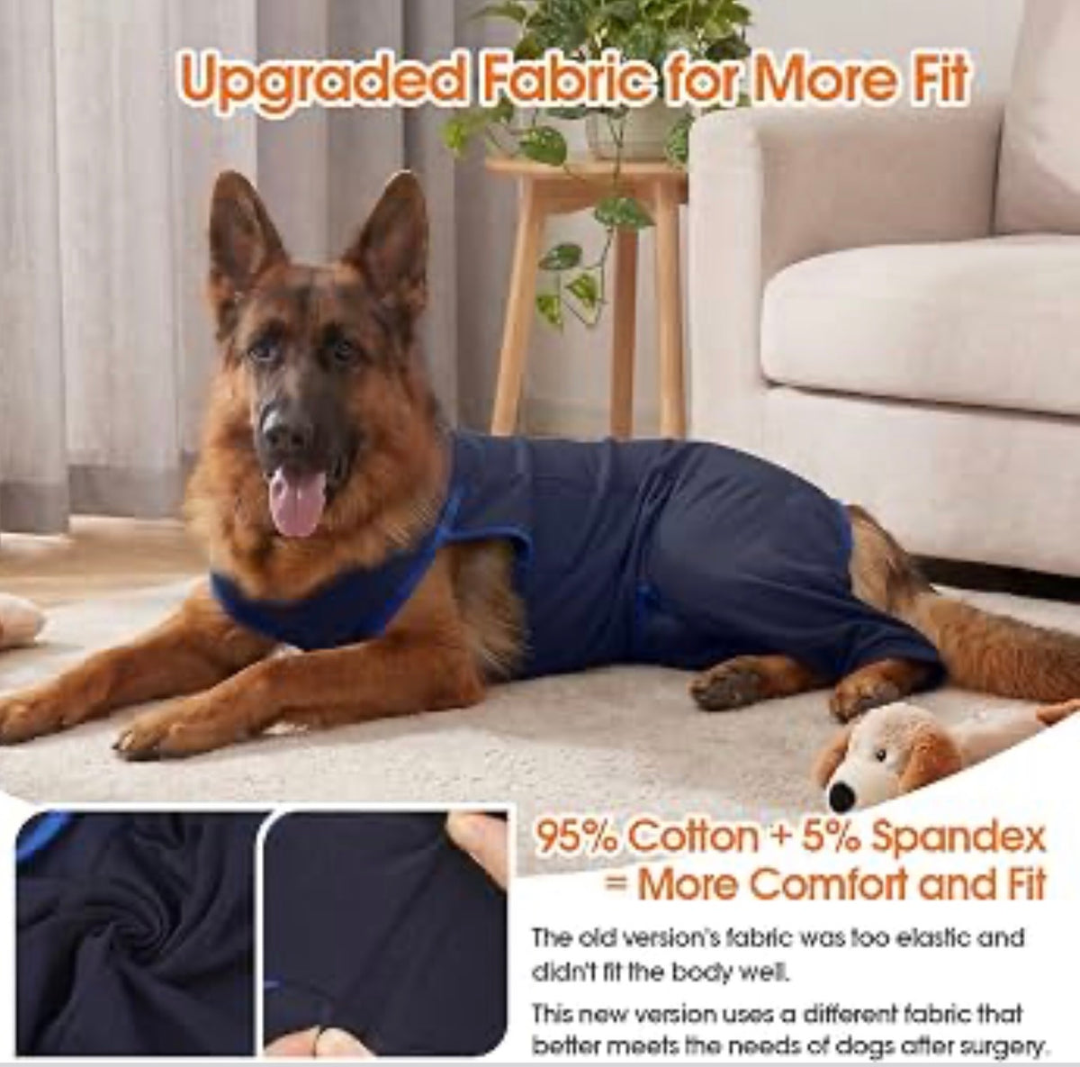 Dog Recovery Suit for Rear Legs, Surgery Onesie, Cone Alternative
Protects rear legs and abdomen from licking and scratching. Breathable recovery suit for male and female dogs after surgery - Large