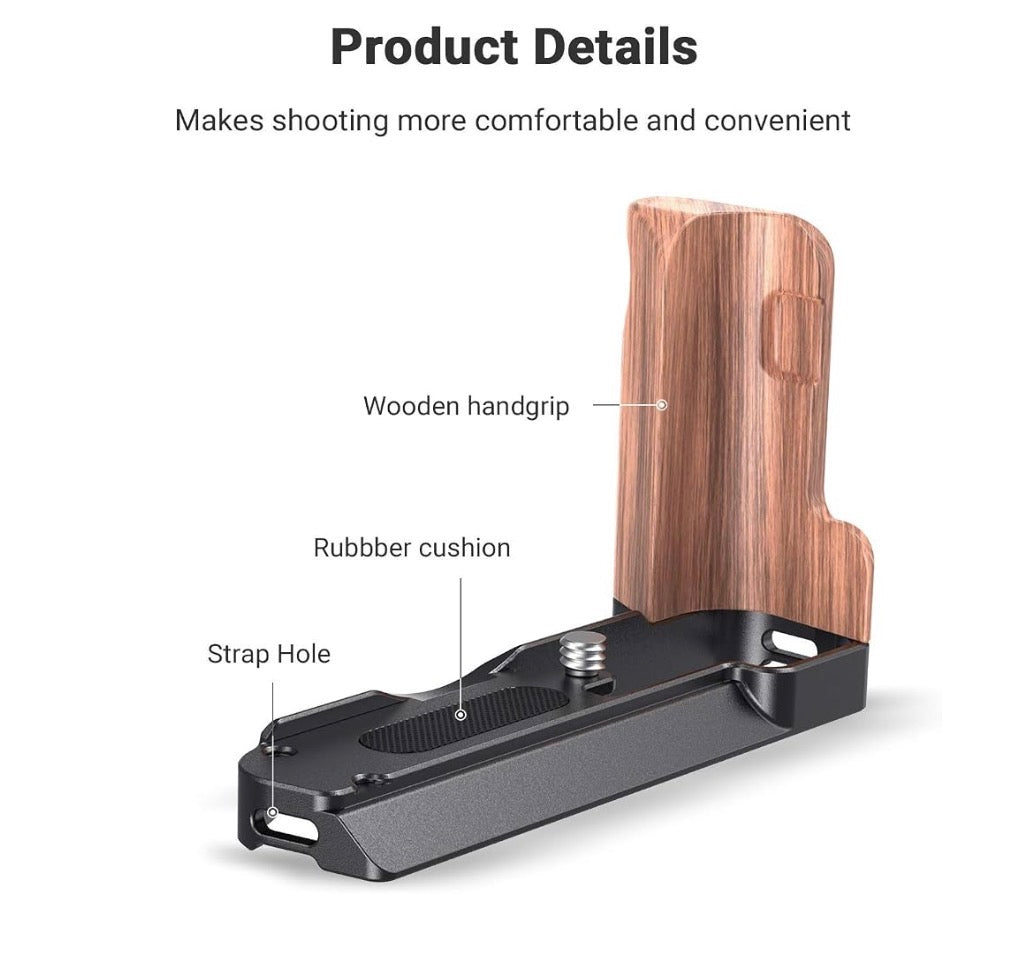 L-Shaped Bracket Wooden Grip for Sony RX100 III/IV/V(VA) / VI/VII with 1/4"-20 Threaded Holes
