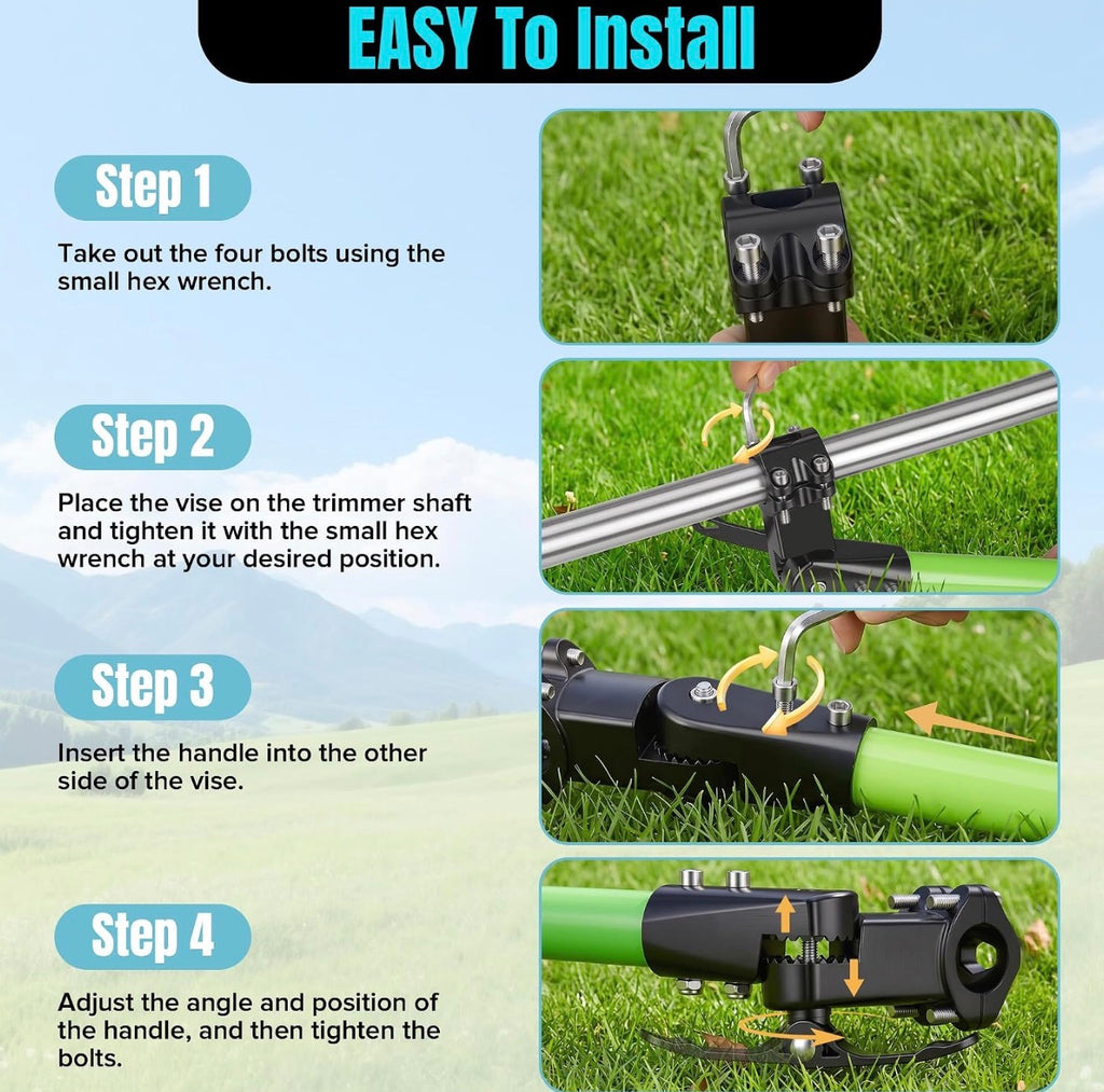 Weed Eater Handle, String Trimmers Handle with Gloves, Trimmer Grip Extension for Enhanced Back Protection, Lawn Trimmer Handle Grip for Yard Trimming