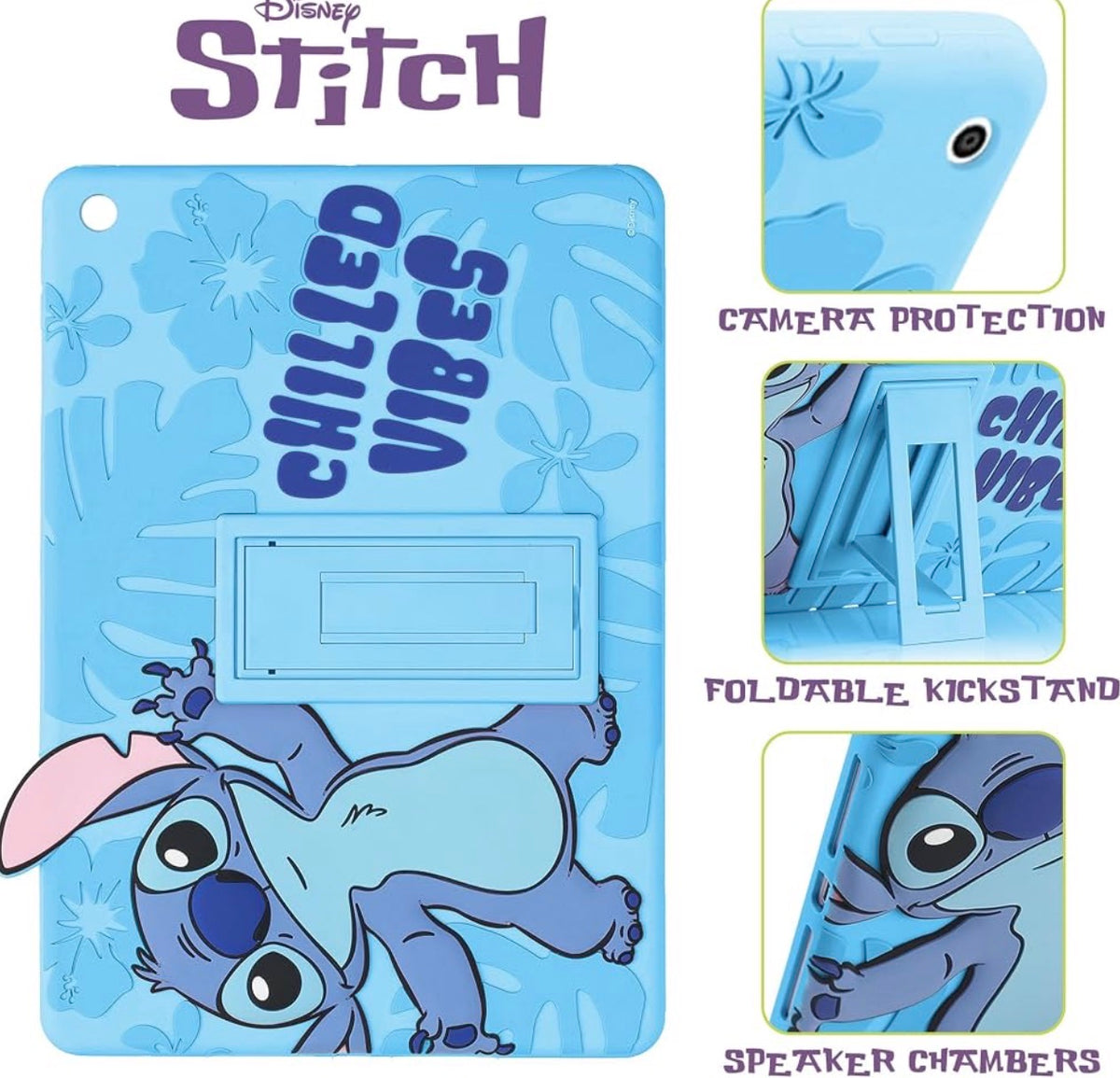 Disney Lilo and Stitch Kids iPad Case - 10.9 Inch Case for iPad 10th Generation (2022) & A16 11th Generation 11 inch (2025) - Tablet Cover with Stand, Shockproof Silicone Protector