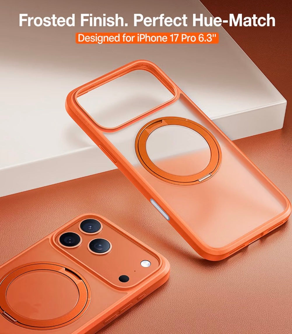 Upgrade 360 Magnetic Stand for iPhone 17 PRO Case, Fit for MagSafe
Mil-Grade Protection, Camera Control Button, Slim Soft Edge Translucent Back for iPhone 17 Pro 6.3 inch, Orange
