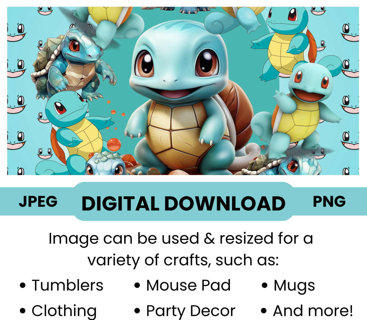 Pokemon Squirtle "Collage 2" Digital Download - PNG & JPEG Format