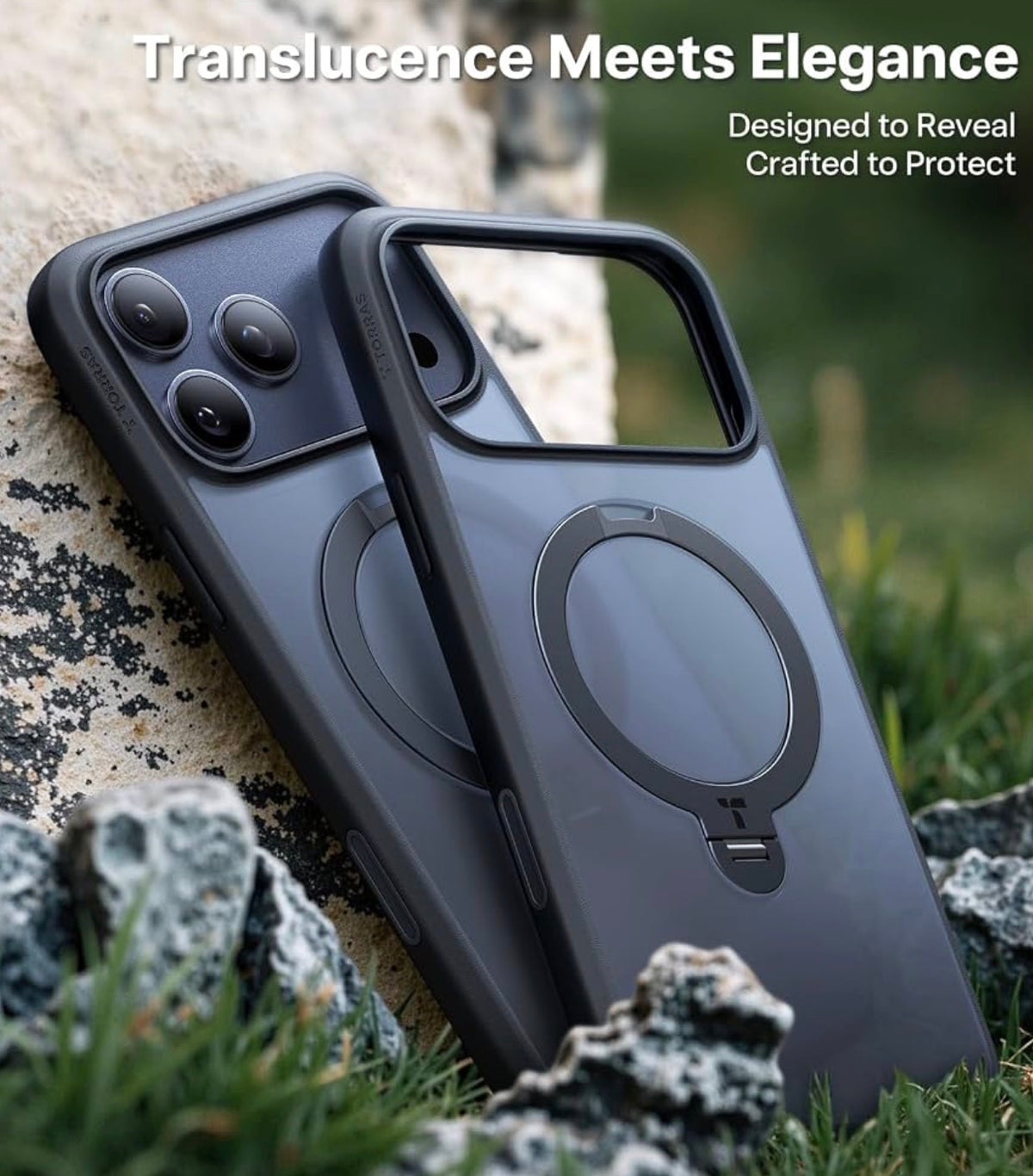 TORRAS Q3 Spin for iPhone 17 Pro Case, 360 Magnetic Stand, Black, Compatible with MagSafe, Built-in Kickstand, Camera Control, 4X Military-Grade Shockproof Translucent Phone Case for 17 Pro