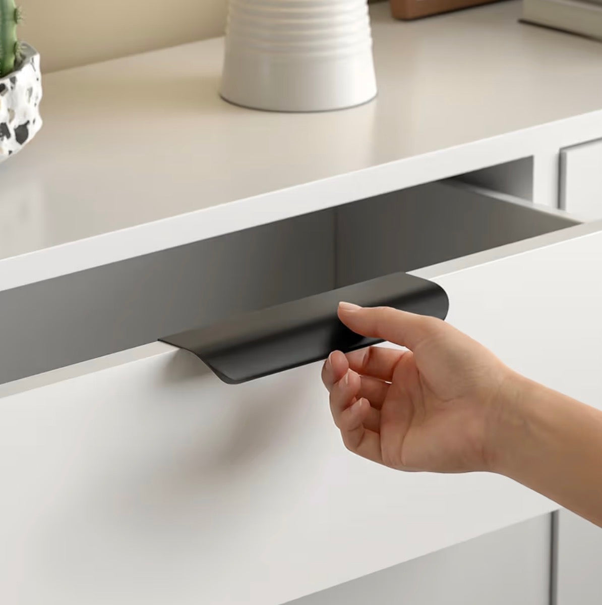 Black Cabinet Handles 5 Inch 30 Pack, Finger Pulls for Cabinets, Edge Pull for Dresser Drawers, Aluminum Alloy, Modern Kitchen Hardware for Dresser Bathroom Closet and Cupboard