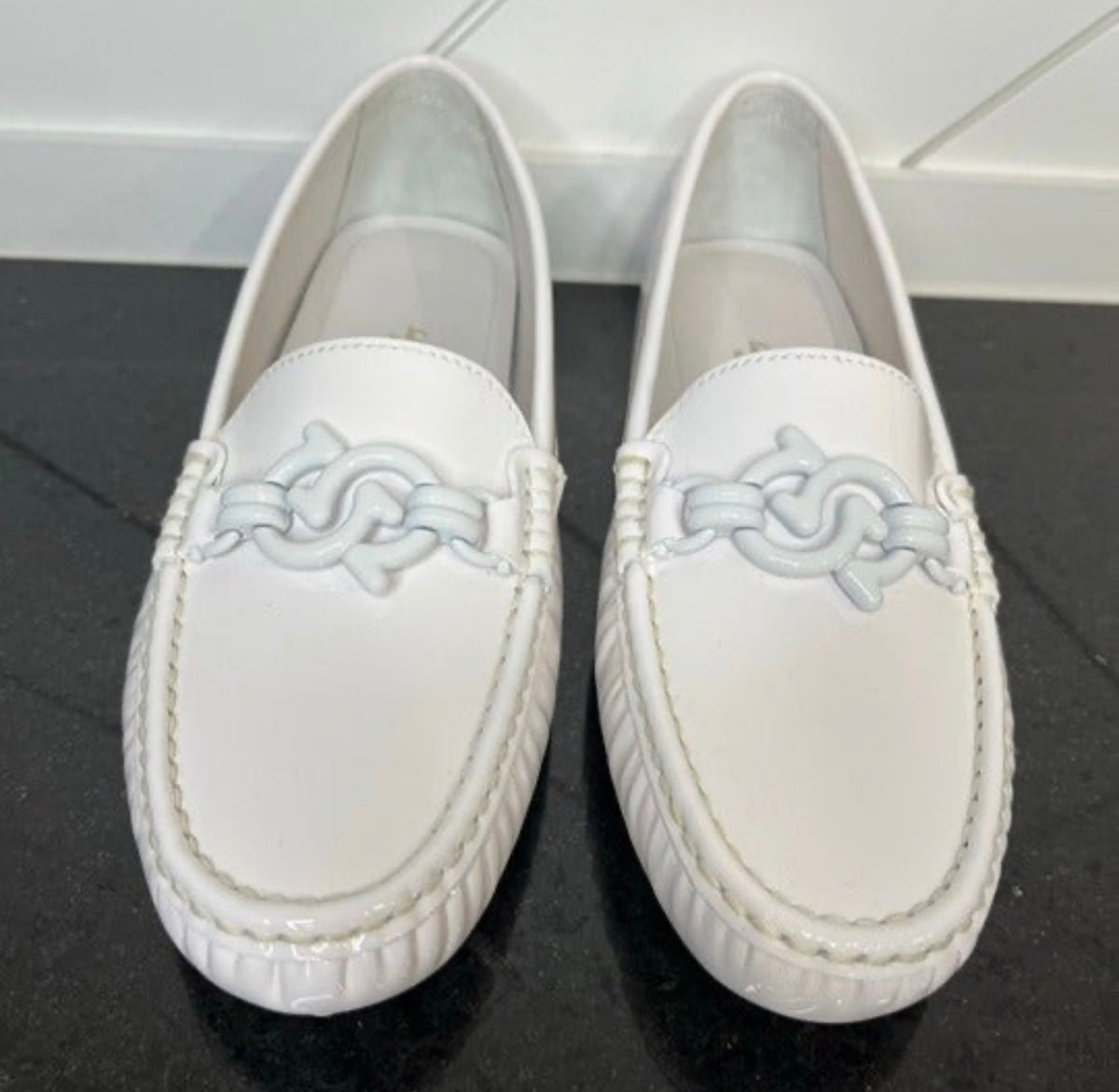 Salvatore Ferragamo - Kurt Driver - White Patent Leather - Women Size 6