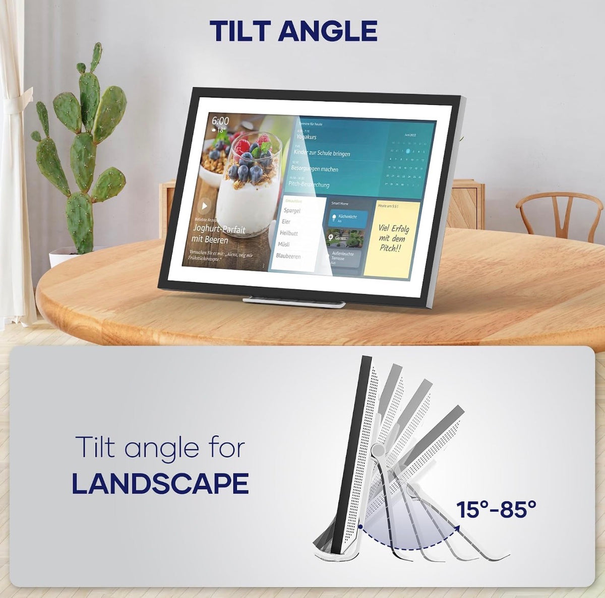 Desktop Stand Compatible for Echo Show 15, BX156 Monitor,etc - Secure Horizontal Mount with Anti-Tip Design | Portable for Kitchen Counter, Desk, Home Office & Living Room