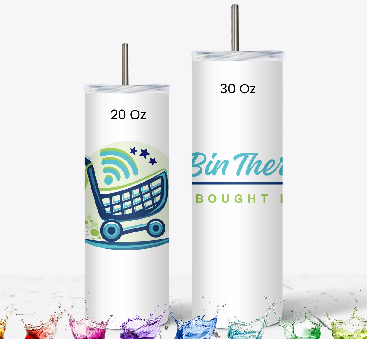 Stainless Steel Tumbler - "Neon Ombre" - 18 Size & Lid Options from 14 to 40 oz