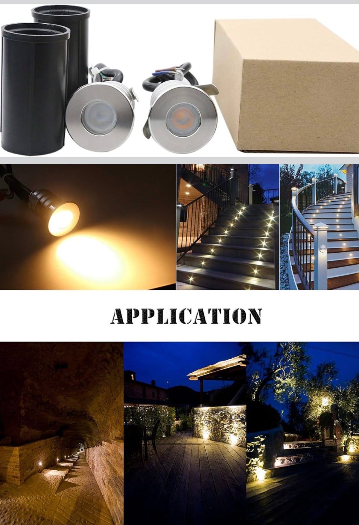 Mini Low Voltage 12-24V DC LED Step Lights,3 Watt Recessed Outdoor LED Landscape Deck Lights for Stair, Pathway, Garden, Warm White 2700K, IP67 Waterproof Stainless Steel Aluminum