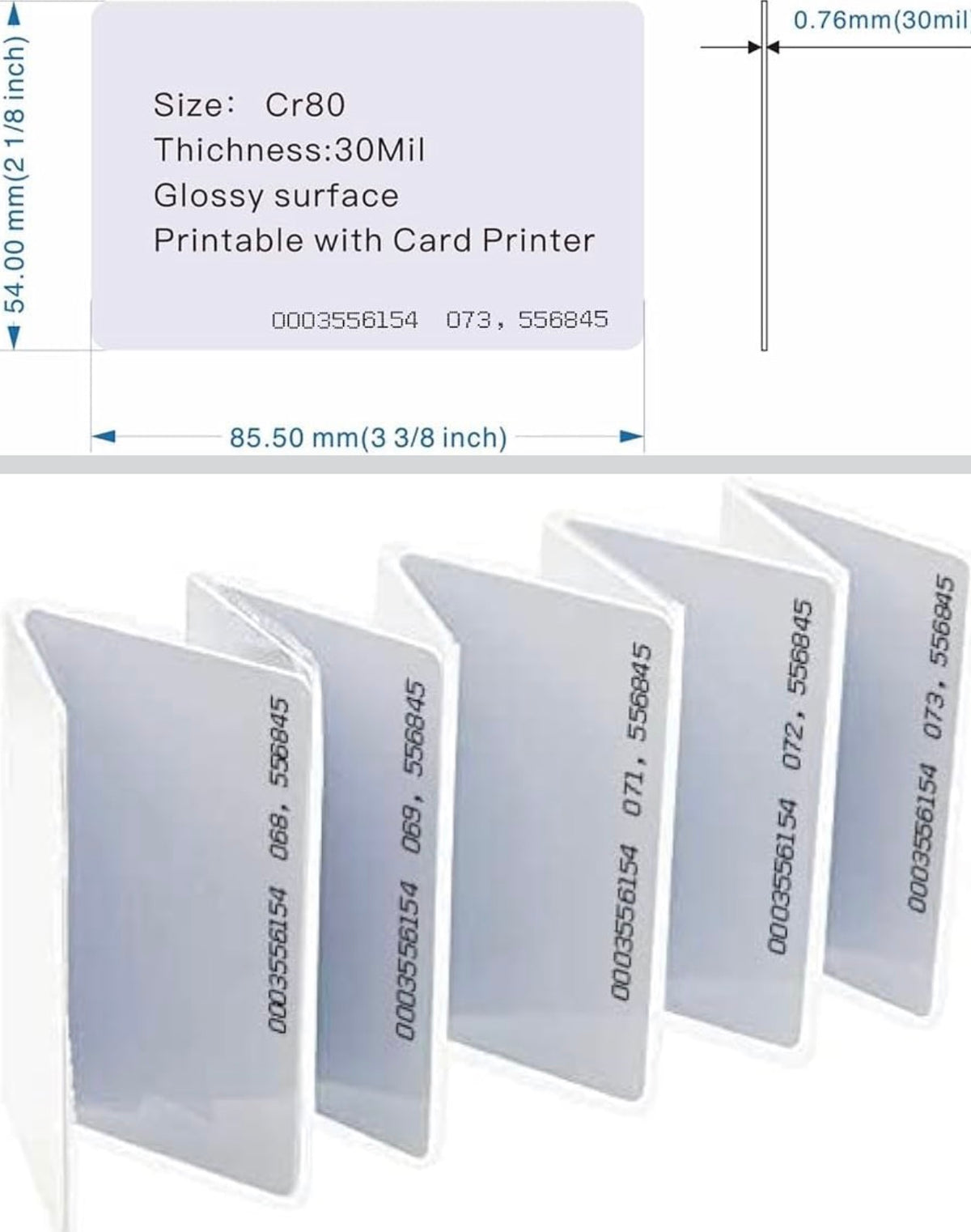 100 Pack Contactless 125kHz RFID Proximity ID Cards IC Smart Intelligent Card 0.8mm Thick for Access Control System & Time Attandance & Door Entry Access TK4100 EM4100 Read Only
