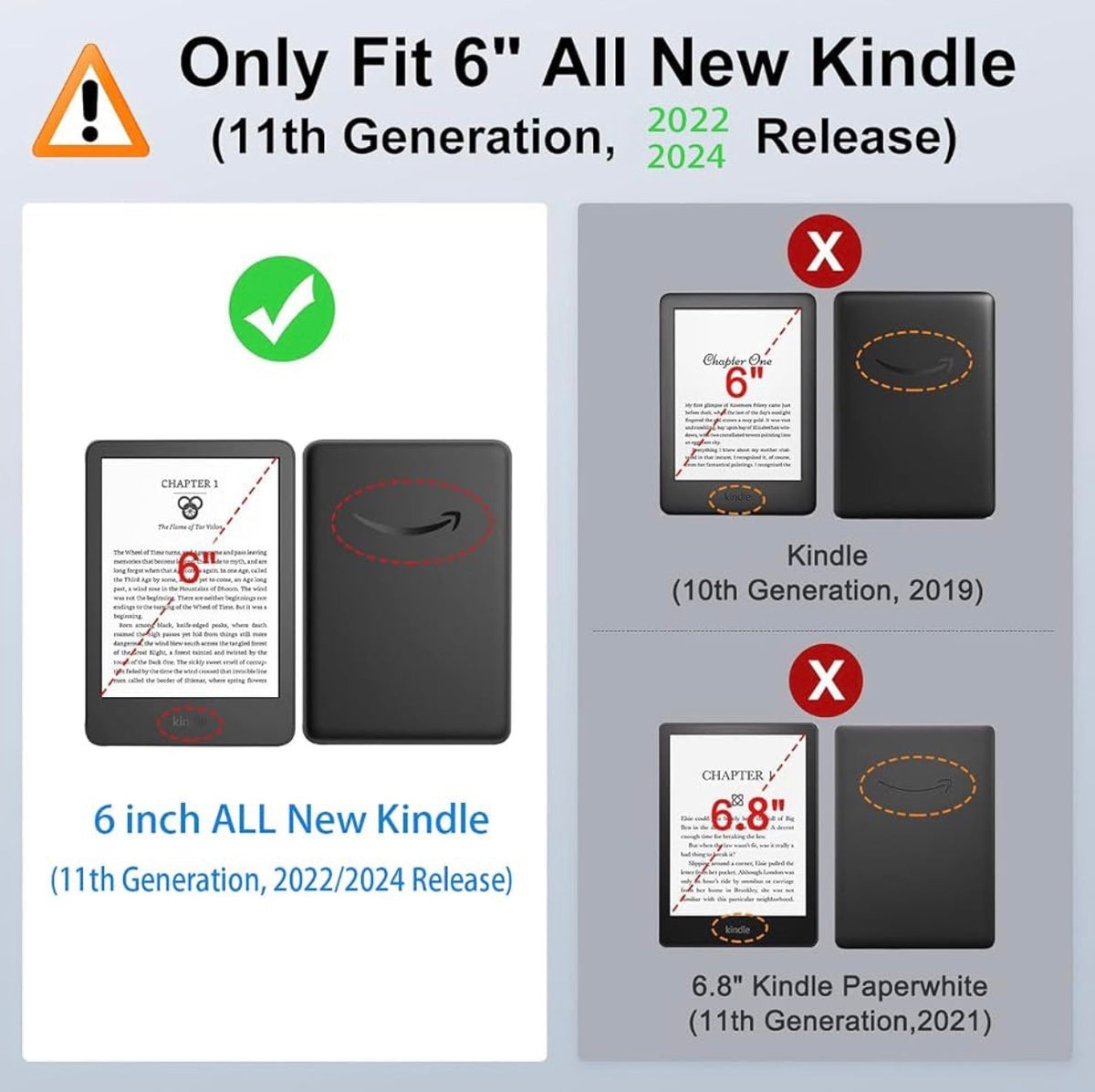 Case for 6" Kindle 11th Generation 2024/2022
Lightweight PU Leather Foldable Protective Cover, Magnetic Closure, Auto Wake/Sleep, Hand Strap, Sea Turtle