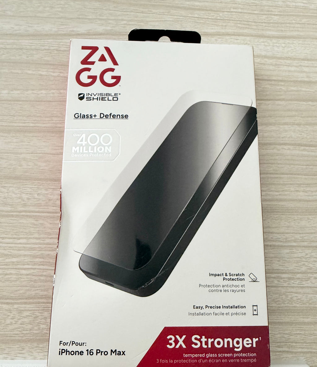 ZAGG Glass+ Screen Protector for iPhone 16 Pro Max – 3X Stronger Tempered Glass with Reinforced Edges, Scratch & Smudge Resistant, InvisibleShield, Easy Installation